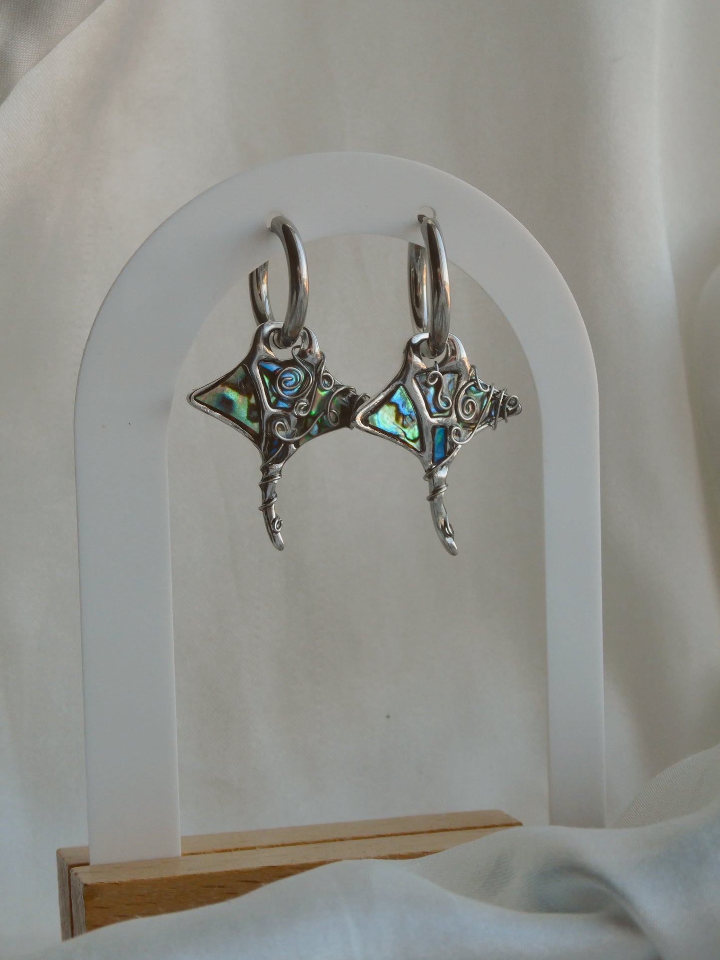 Abalone manta ray earrings
