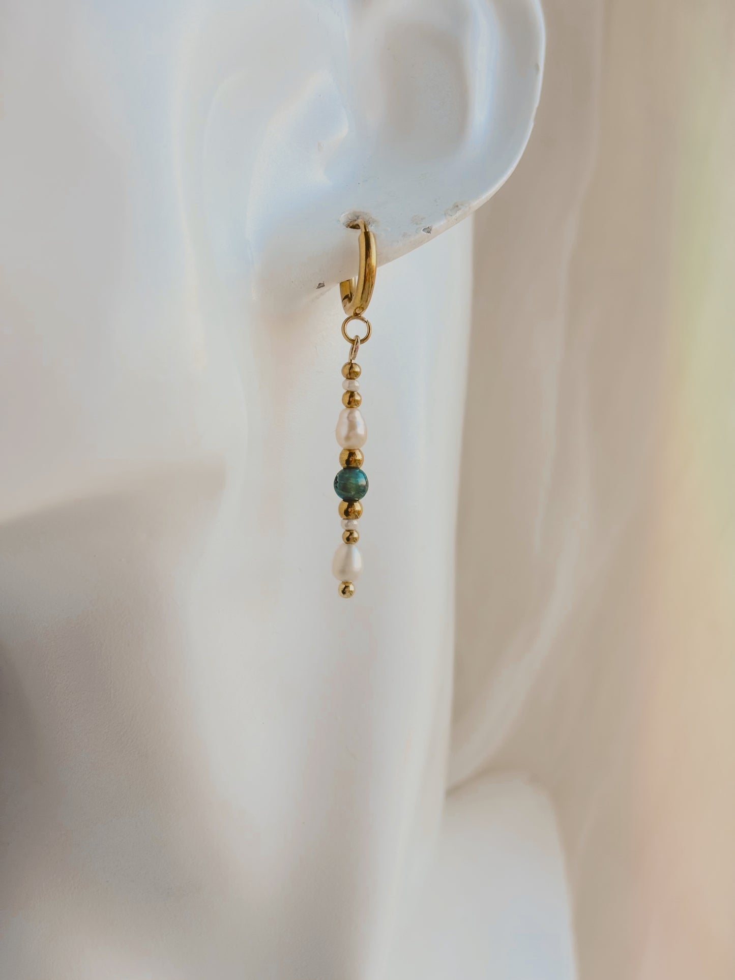 Fresh water pearl & gem stone custom earrings