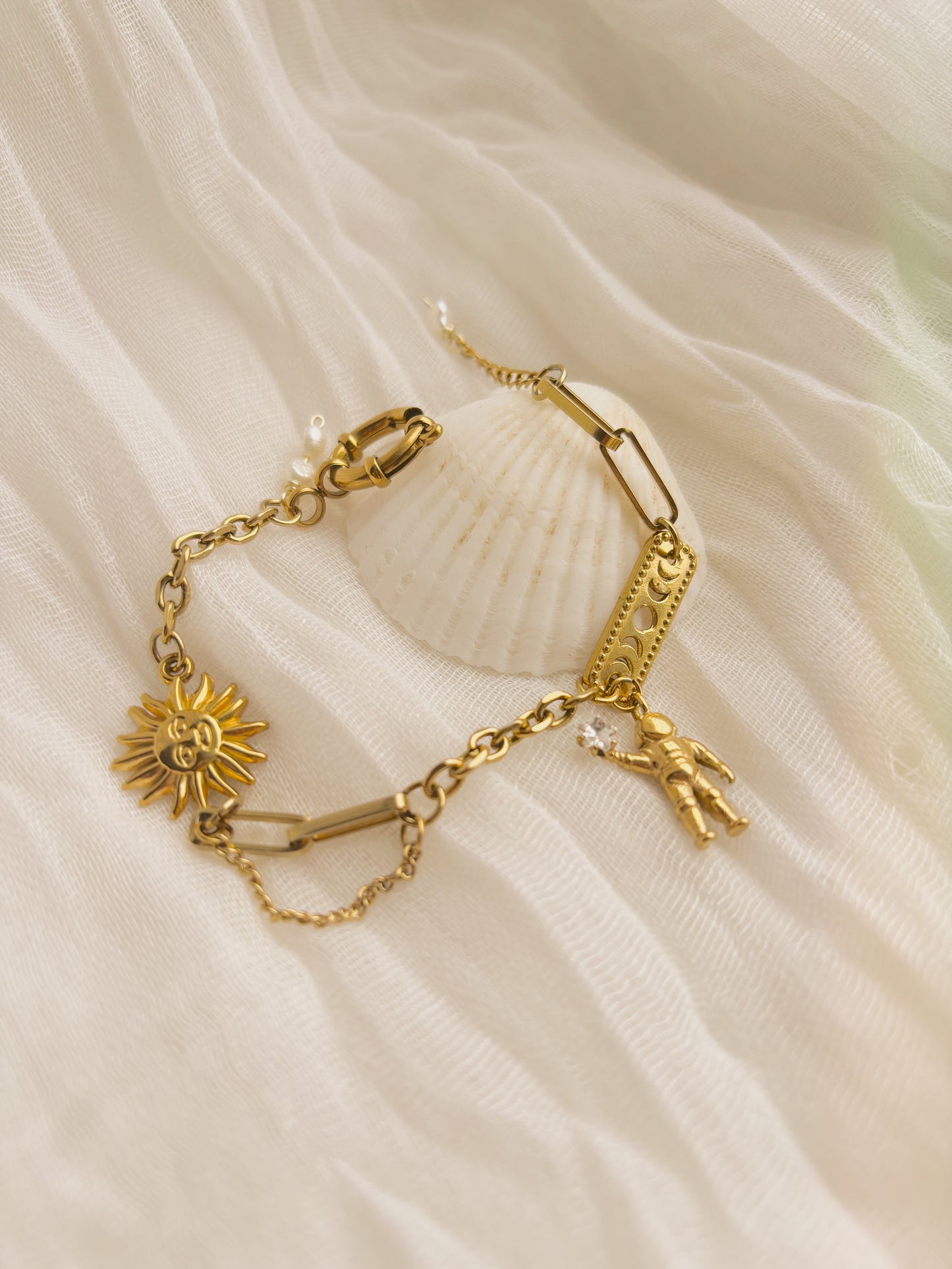 Celestial inspired bracelet- gold and silver available