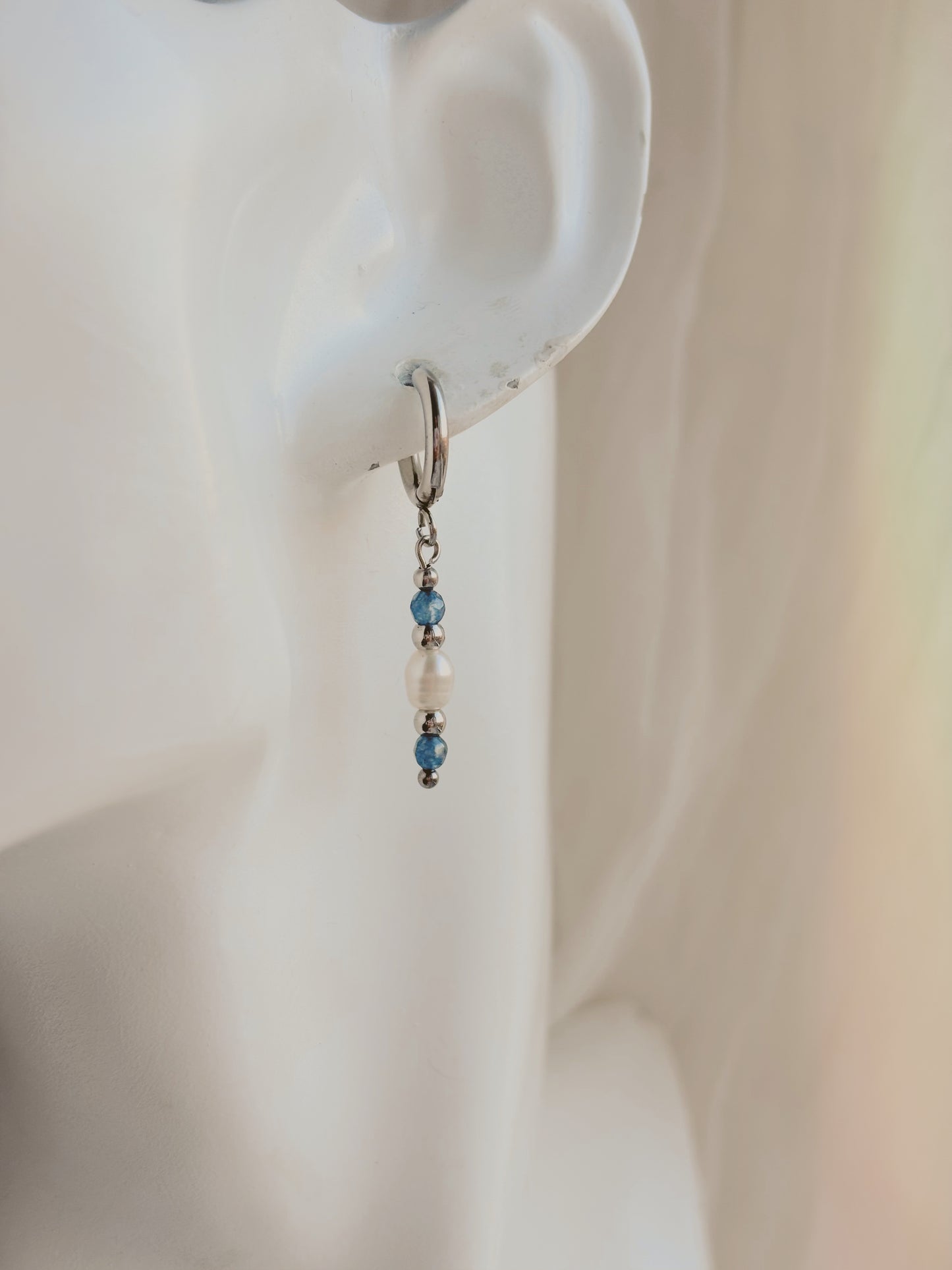 Fresh water pearl custom coloured gem earrings