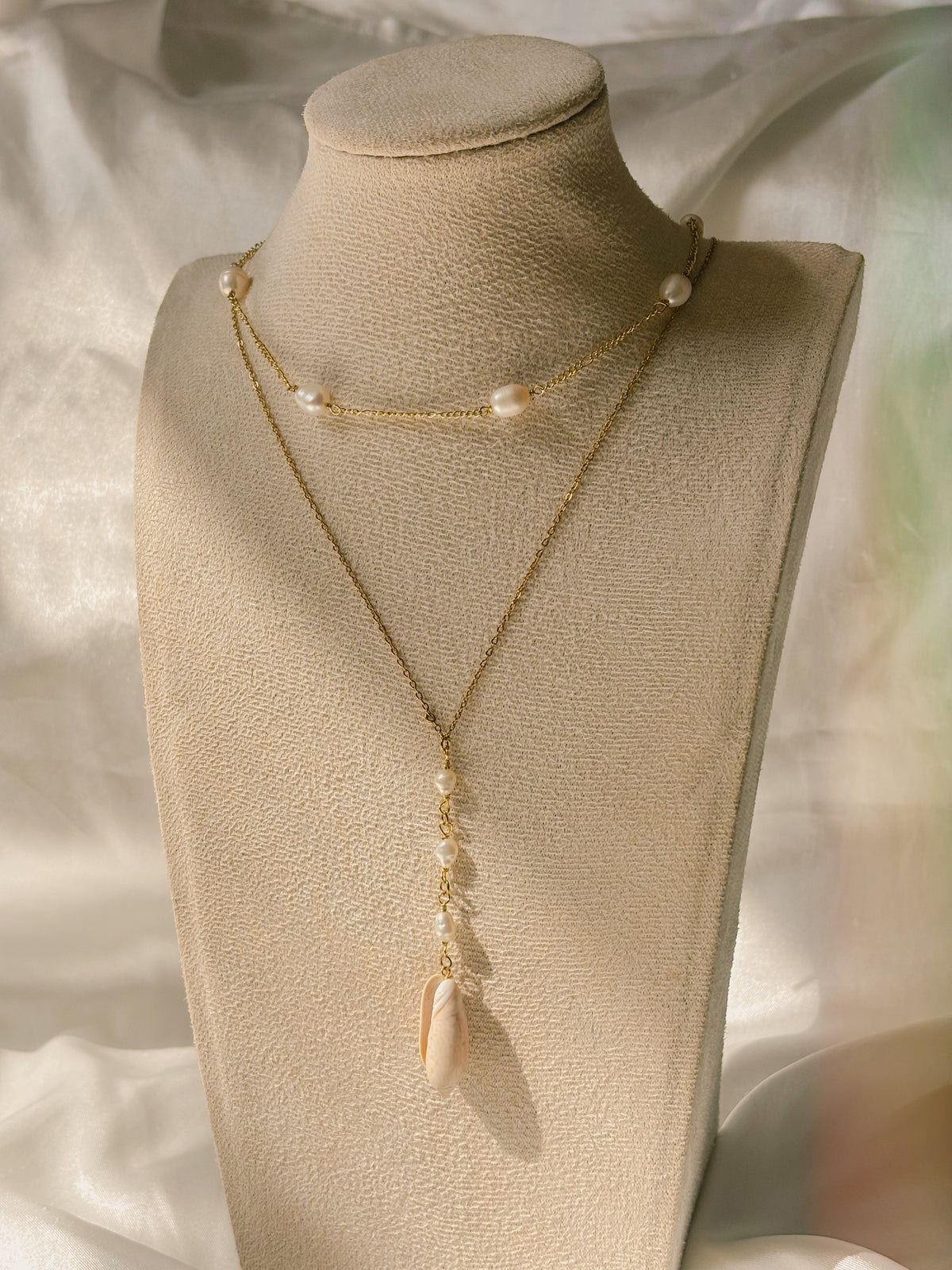 Customisable Seashell & Pearl | earrings & necklace set