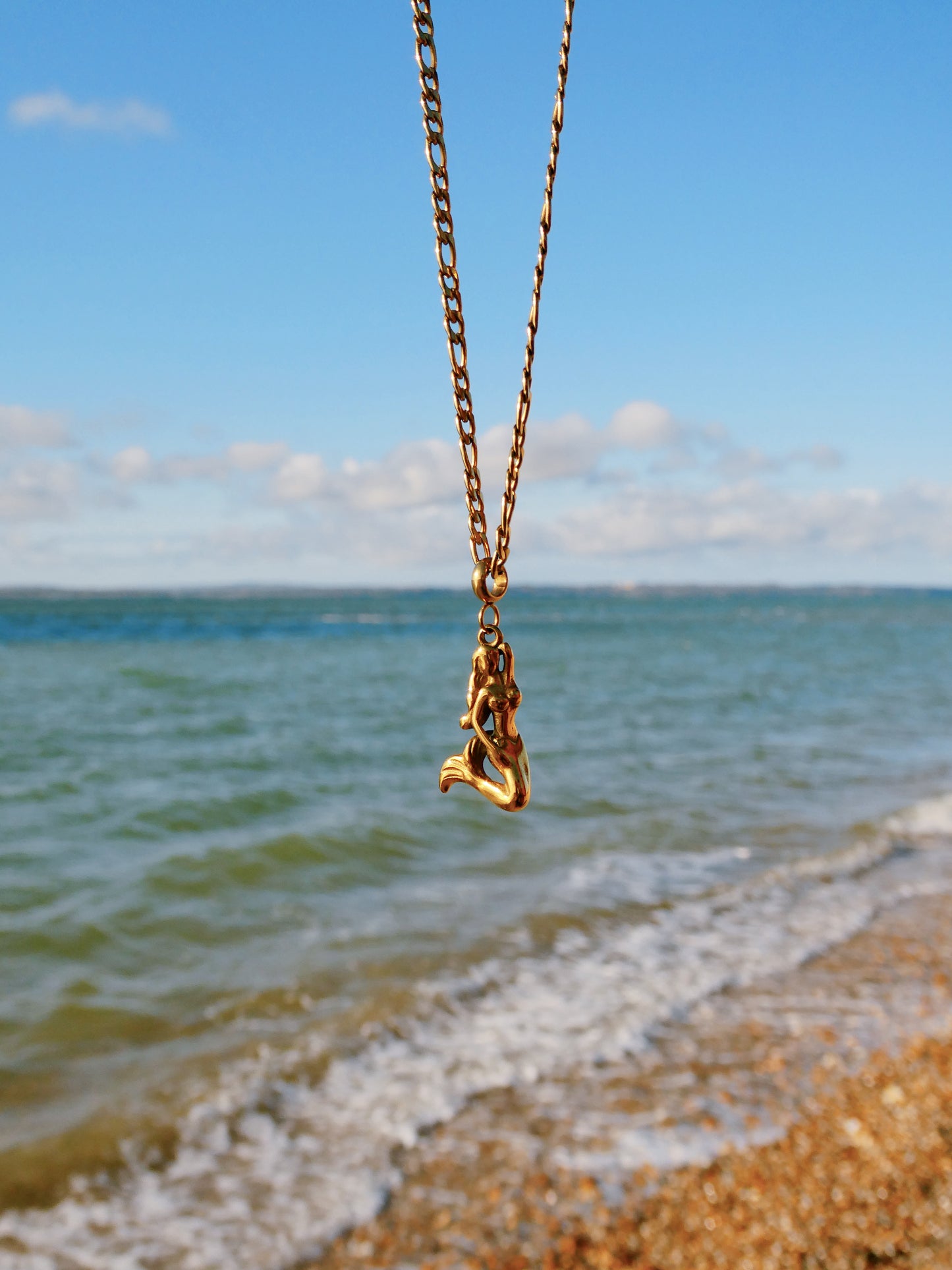 Gold 3D Mermaid necklace with custom chain