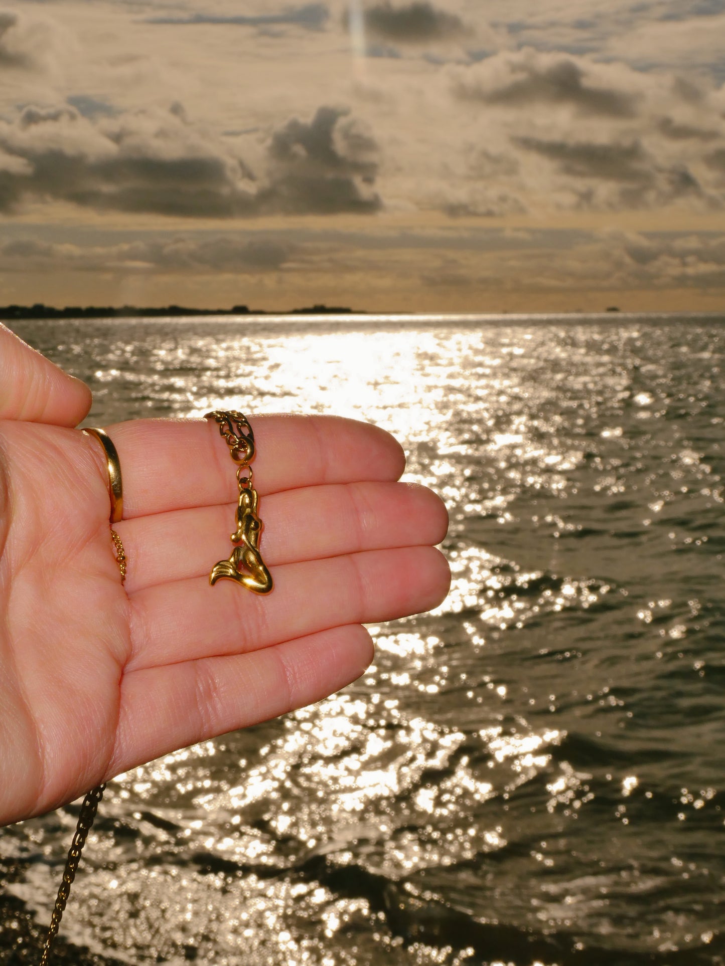 Gold 3D Mermaid necklace with custom chain