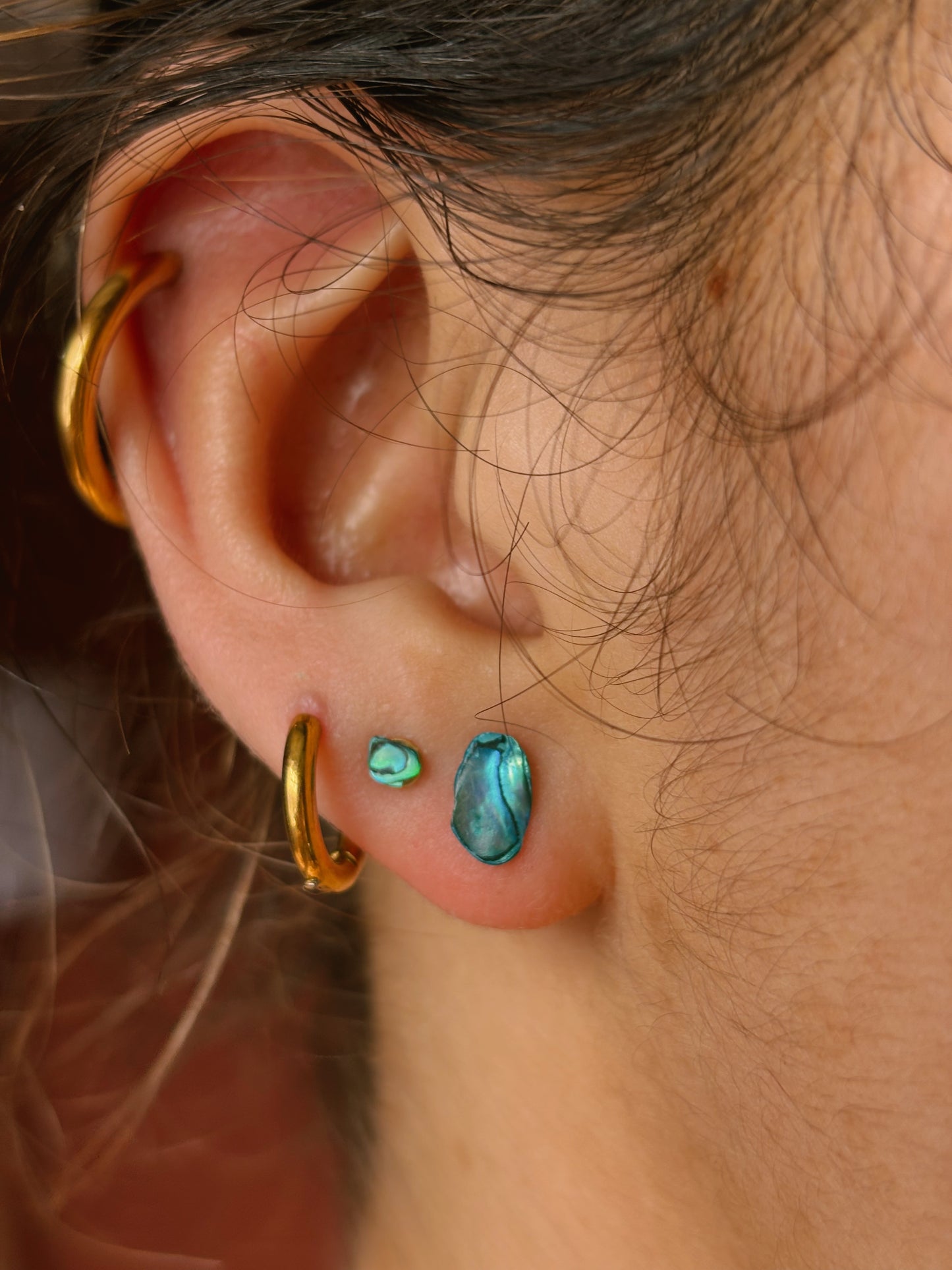 Natural shell & sea glass stud earrings