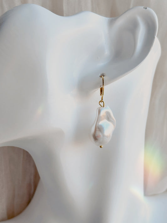 Faux pearl tarnish free earrings - silver or gold