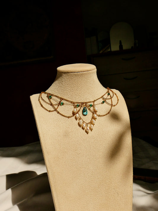 Abalone shell & Pearl bridal necklace