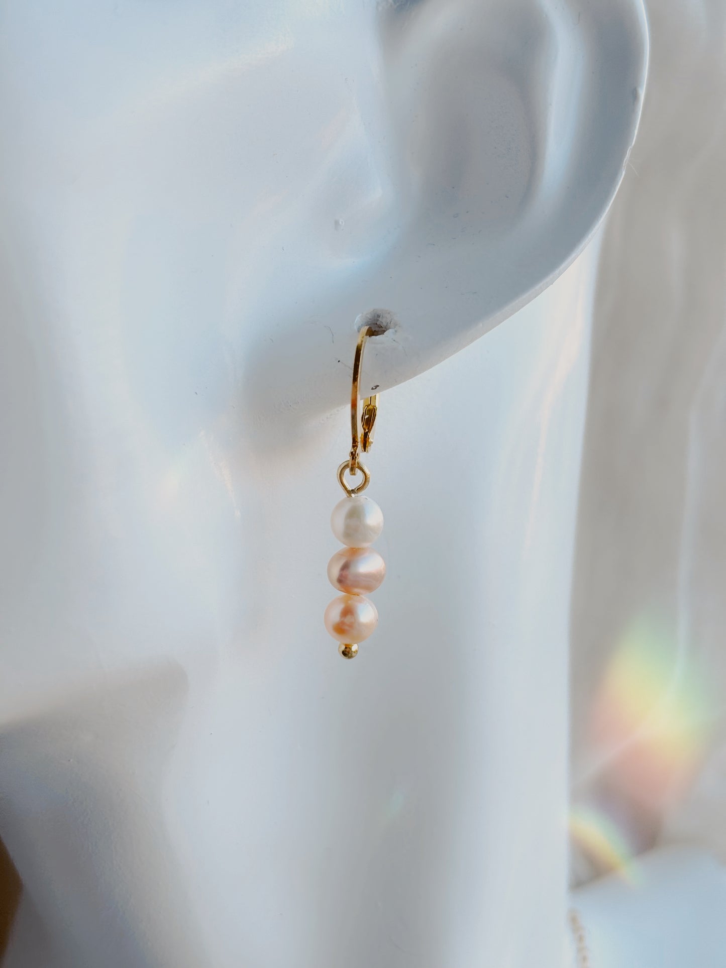 Mixed colour Natural freshwater pearl tarnish free earrings - silver or gold