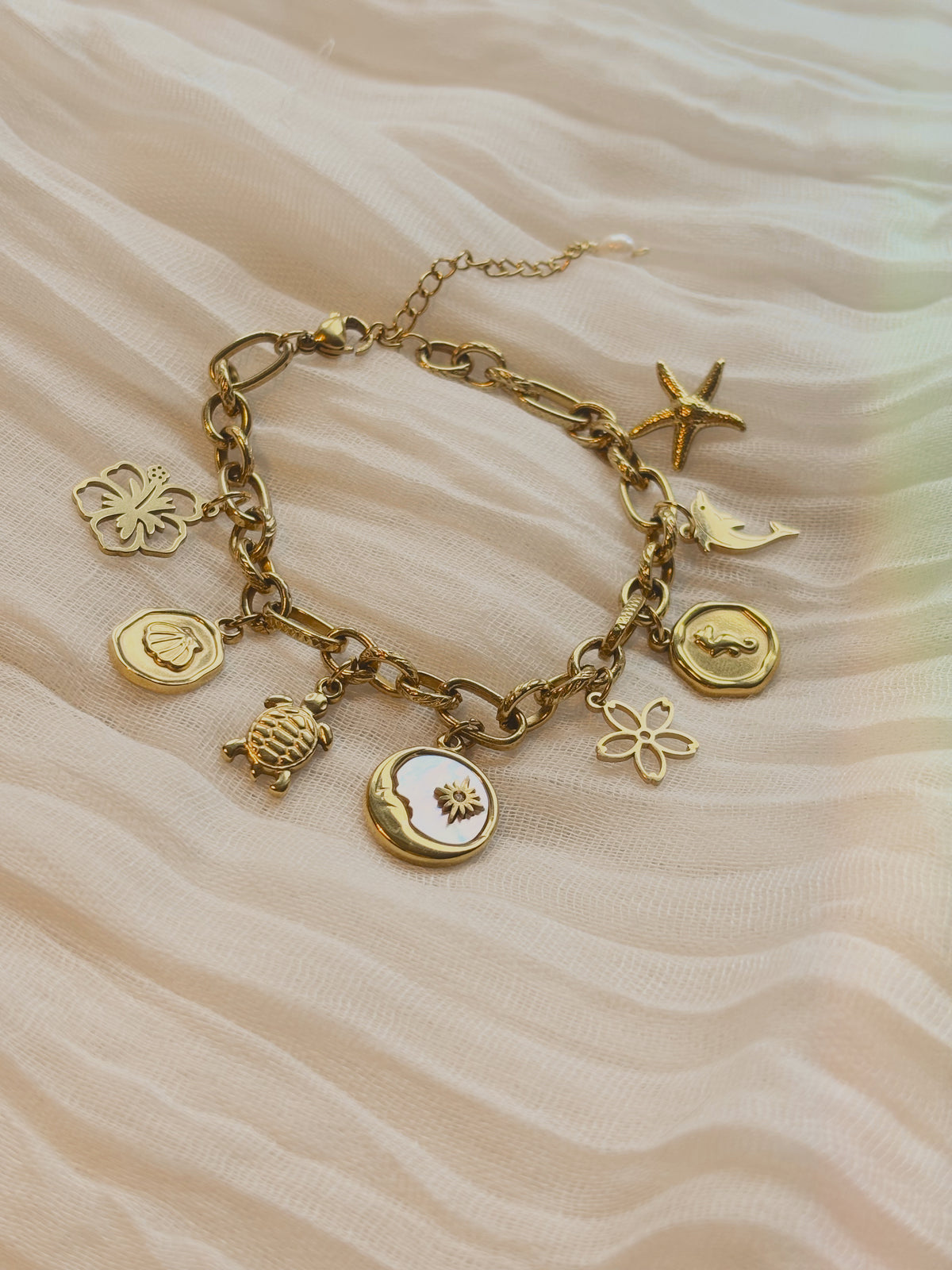 Costal charm bracelet | tarnish free | waterproof | gold & silver