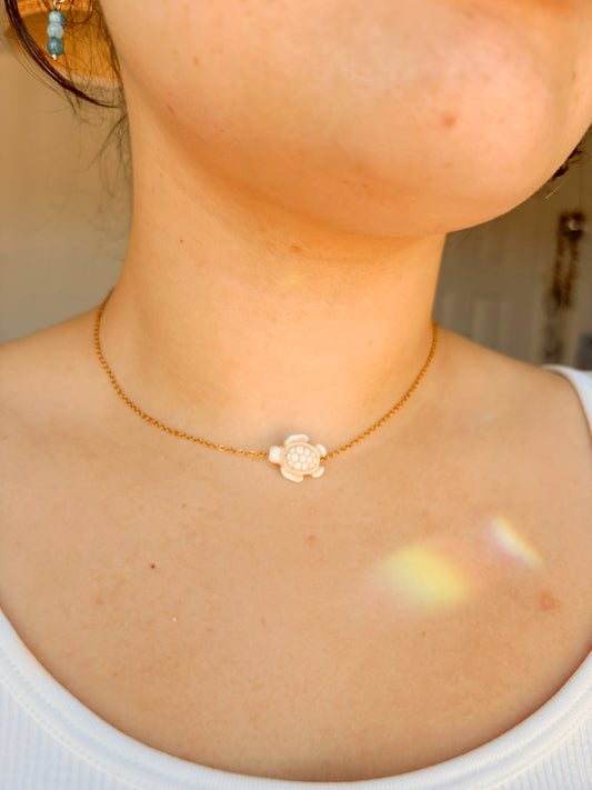 Fidget turtle Necklace - tarnish free silver and gold