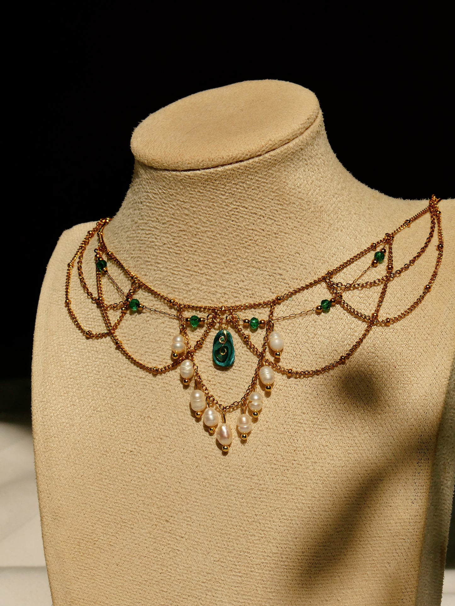 Abalone shell & Pearl bridal necklace