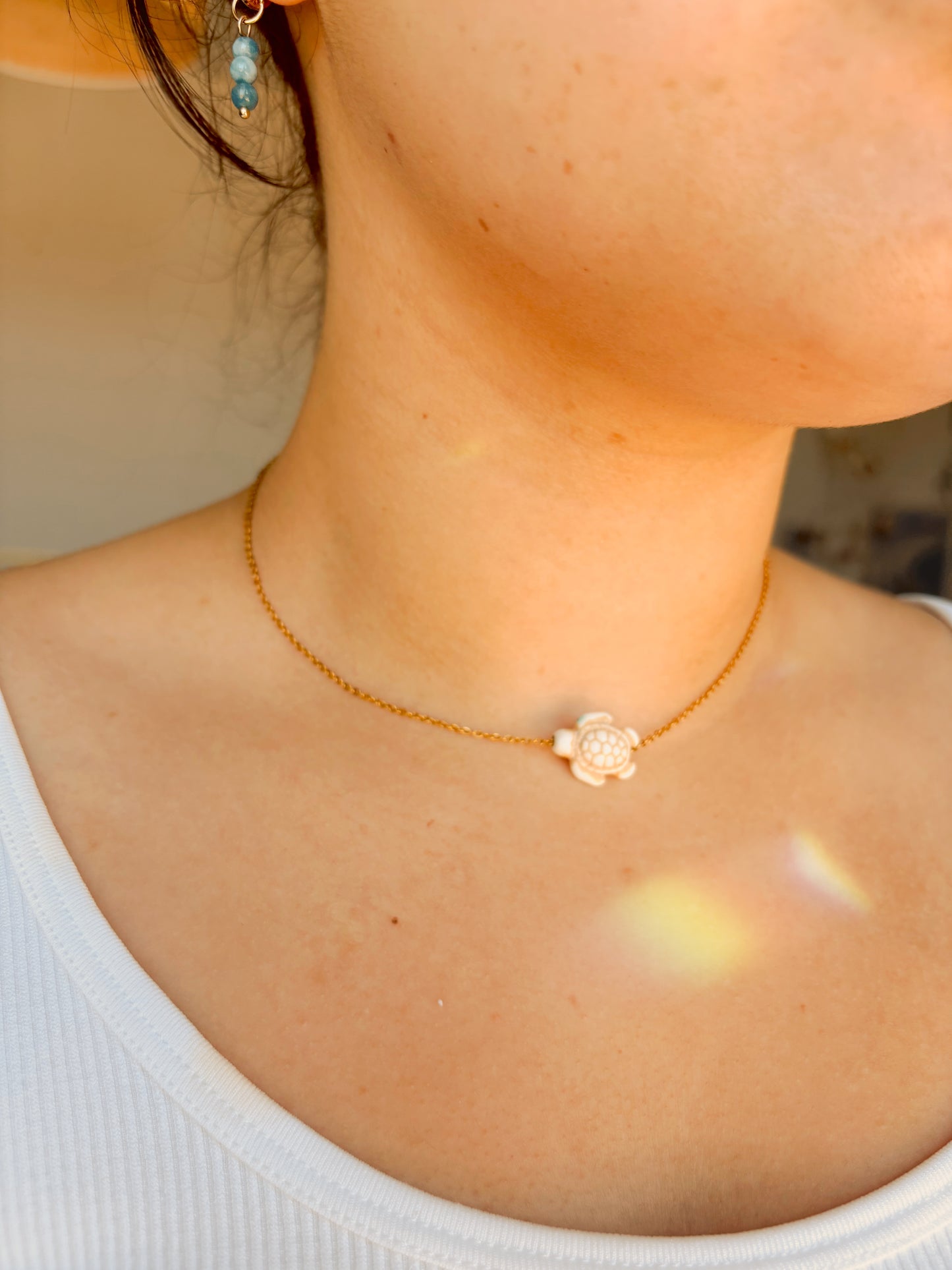 Fidget turtle Necklace - tarnish free silver and gold