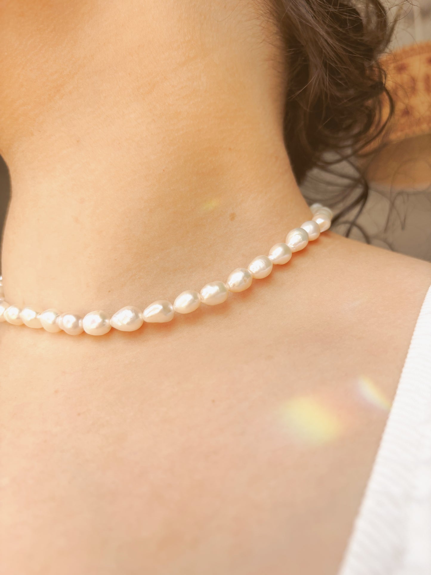 Fresh water pearl chocker tarnish free handmade