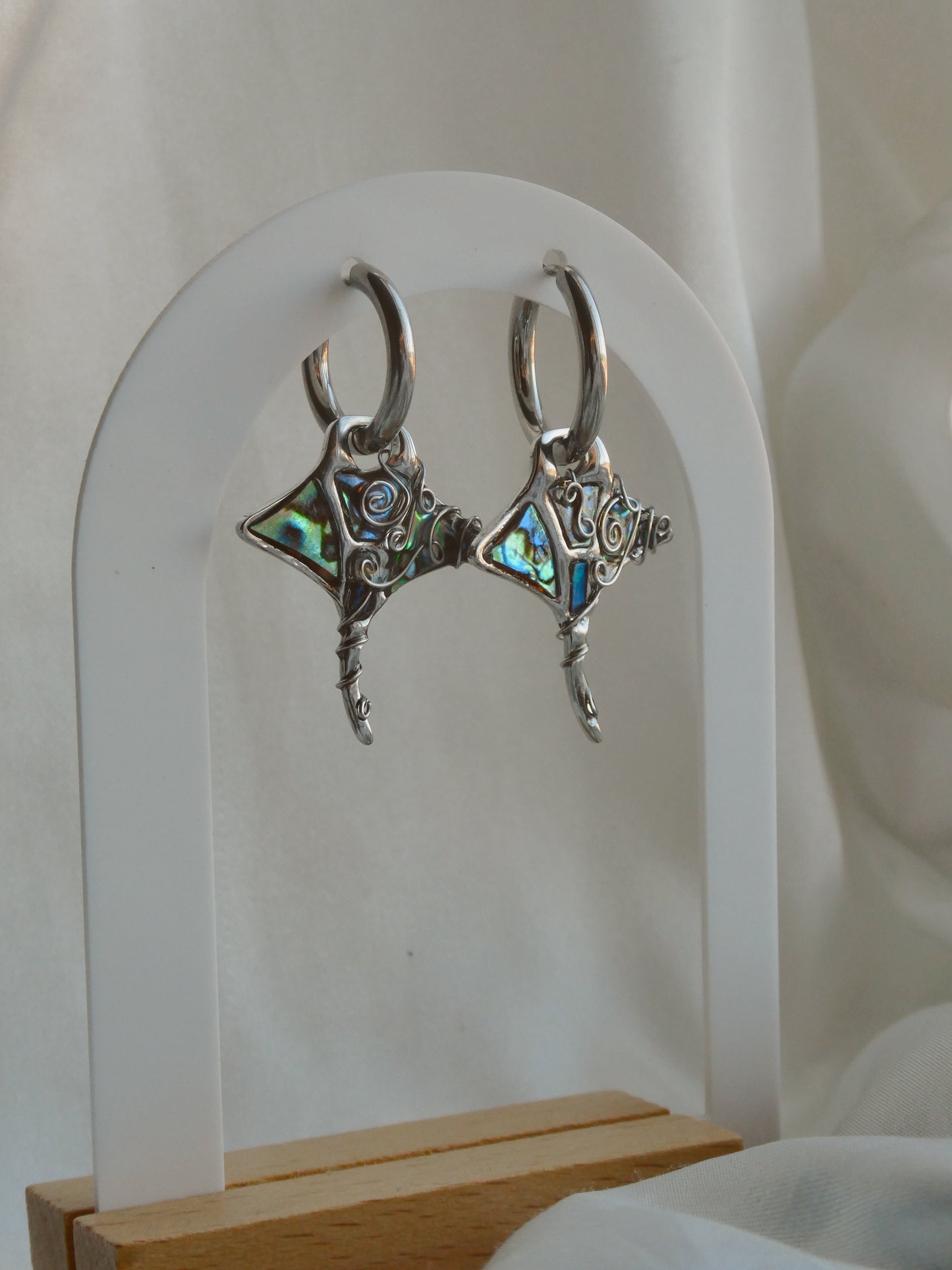 Abalone manta ray earrings