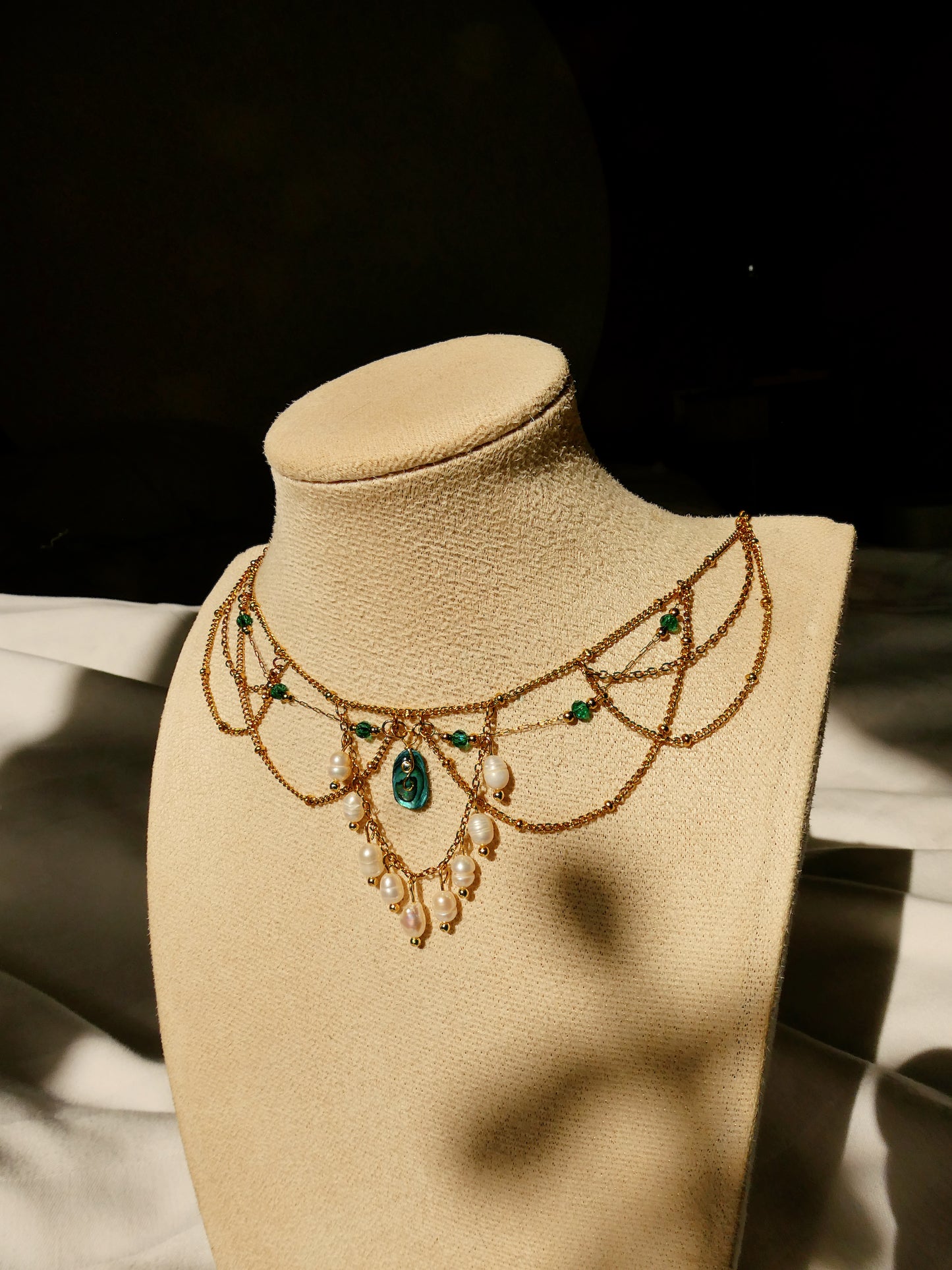 Abalone shell & Pearl bridal necklace