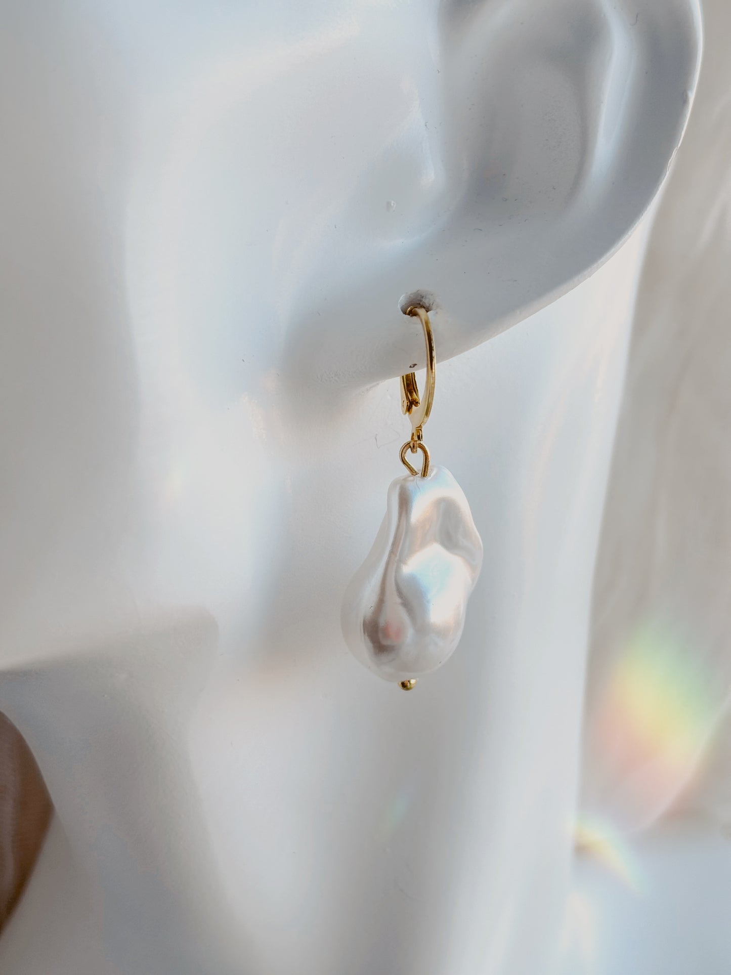 Faux pearl tarnish free earrings - silver or gold