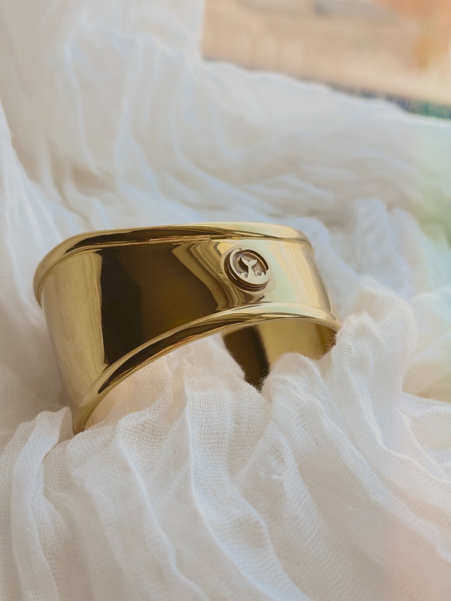 Chunky whale coin bangle - Ajustable - gold or silver