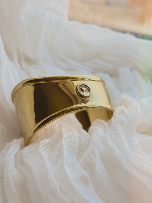 Chunky whale coin bangle - Ajustable - gold or silver