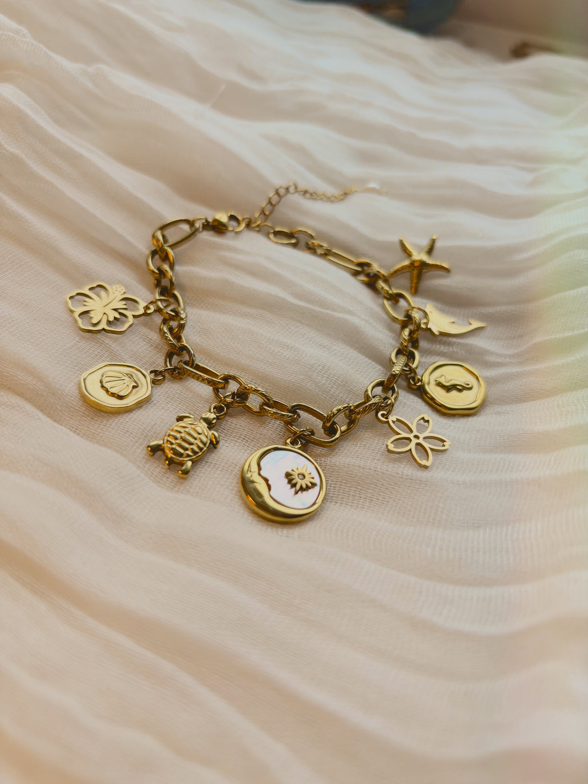 Costal charm bracelet | tarnish free | waterproof | gold & silver