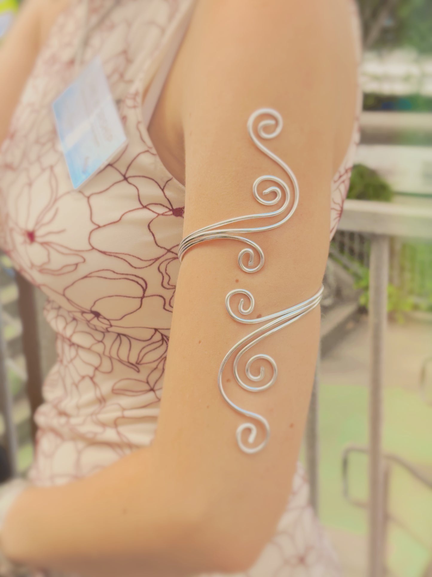 Gold or Silver handmade arm cuff with added shell - adjustable - tarnish free