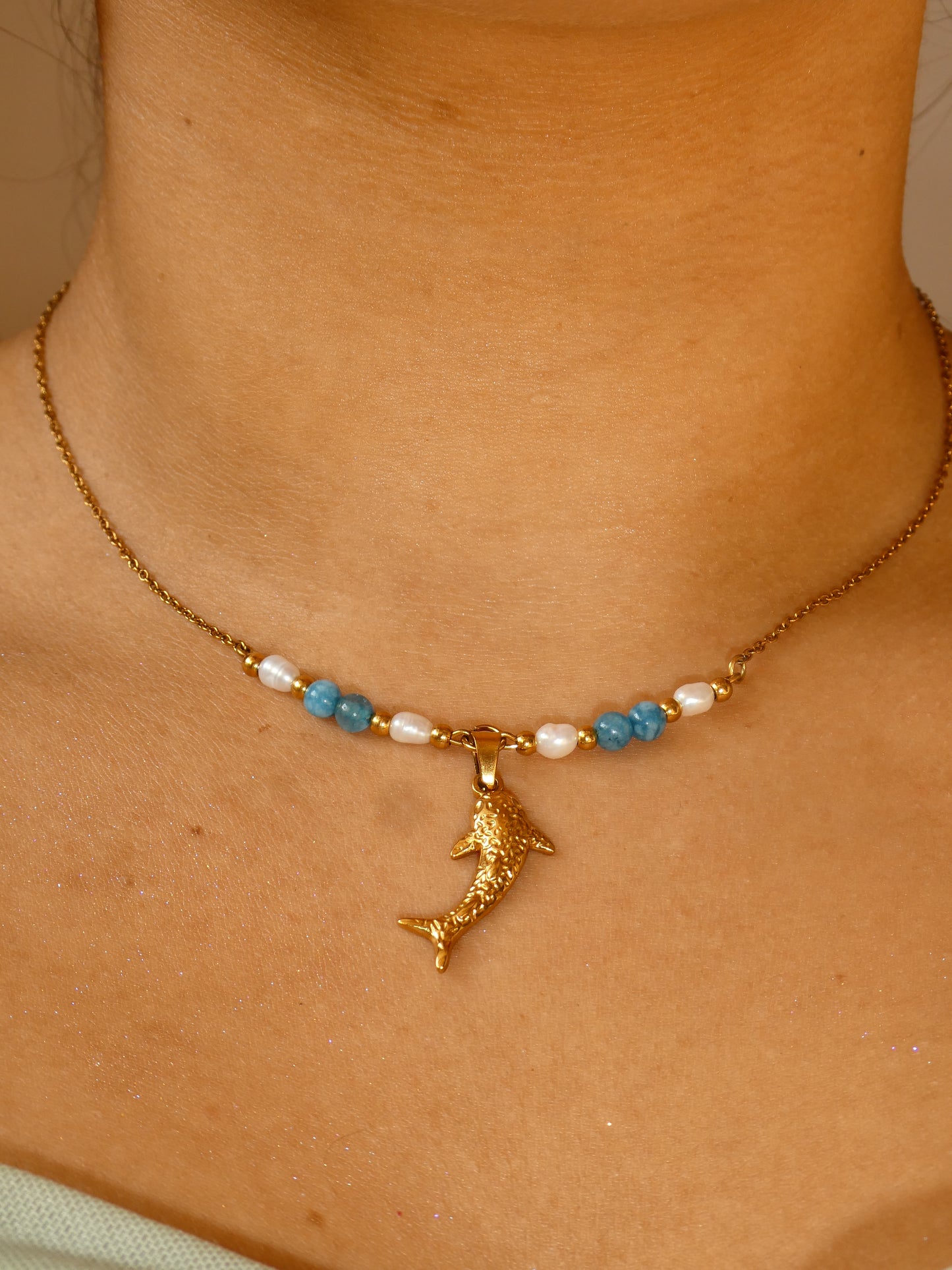 Whale Shark & pearls Necklace | handmade | waterproof | tarnish free | gold & silver