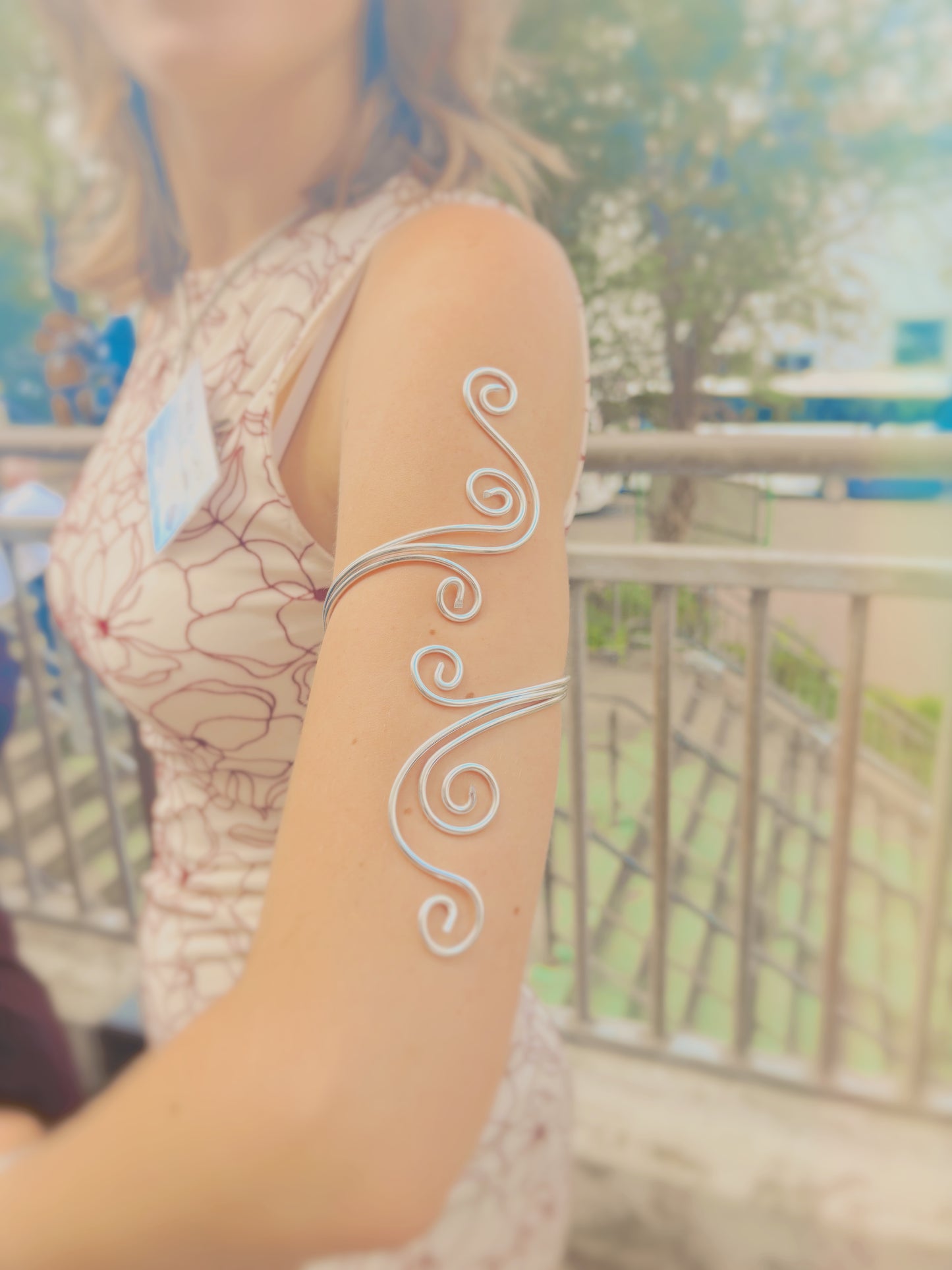 Gold or Silver handmade arm cuff with added shell - adjustable - tarnish free