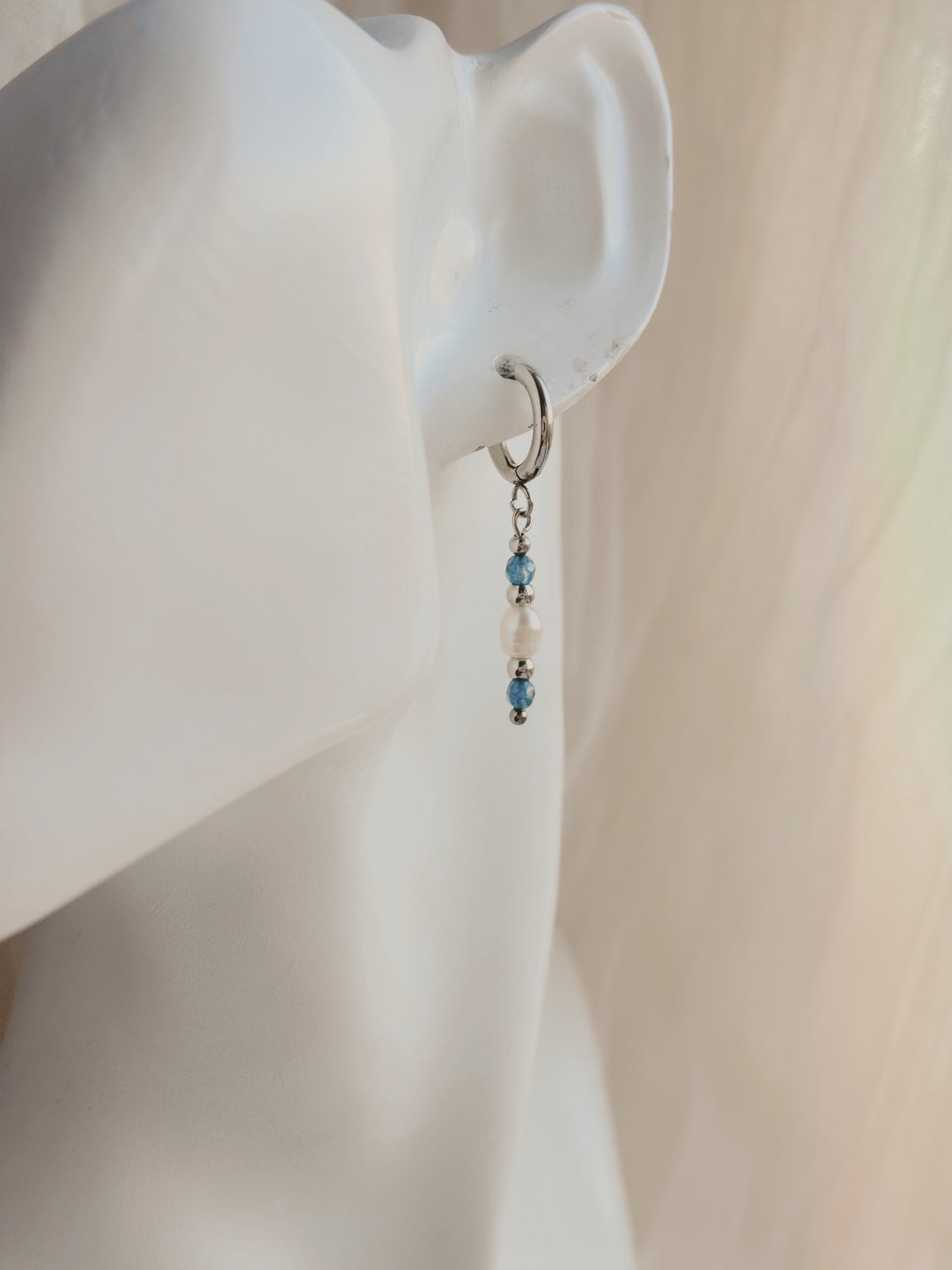 Fresh water pearl custom coloured gem earrings