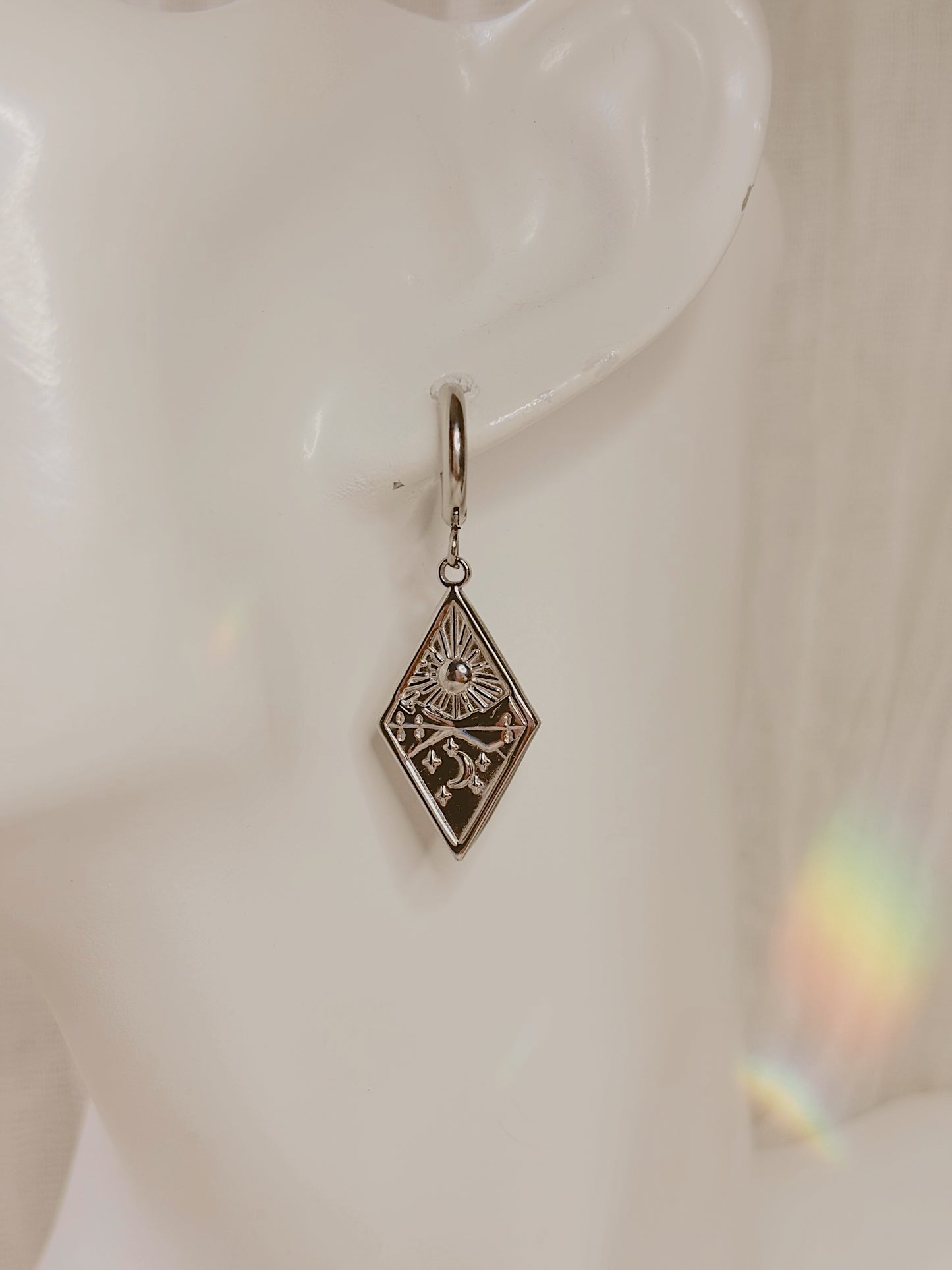 Diamond sunset earrings - tarnish free - gold or silver