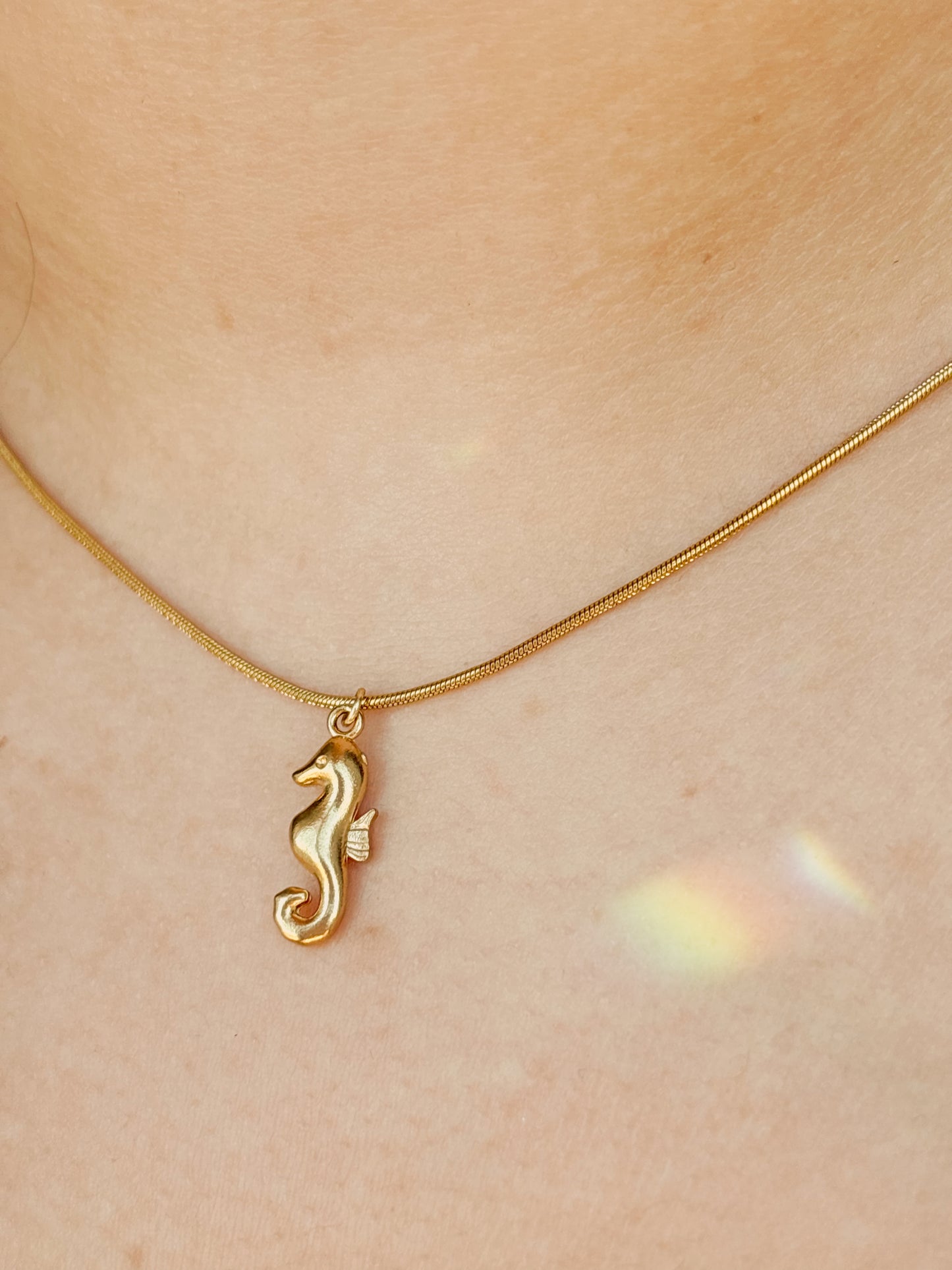 18k gold plated dainty seahorse necklace