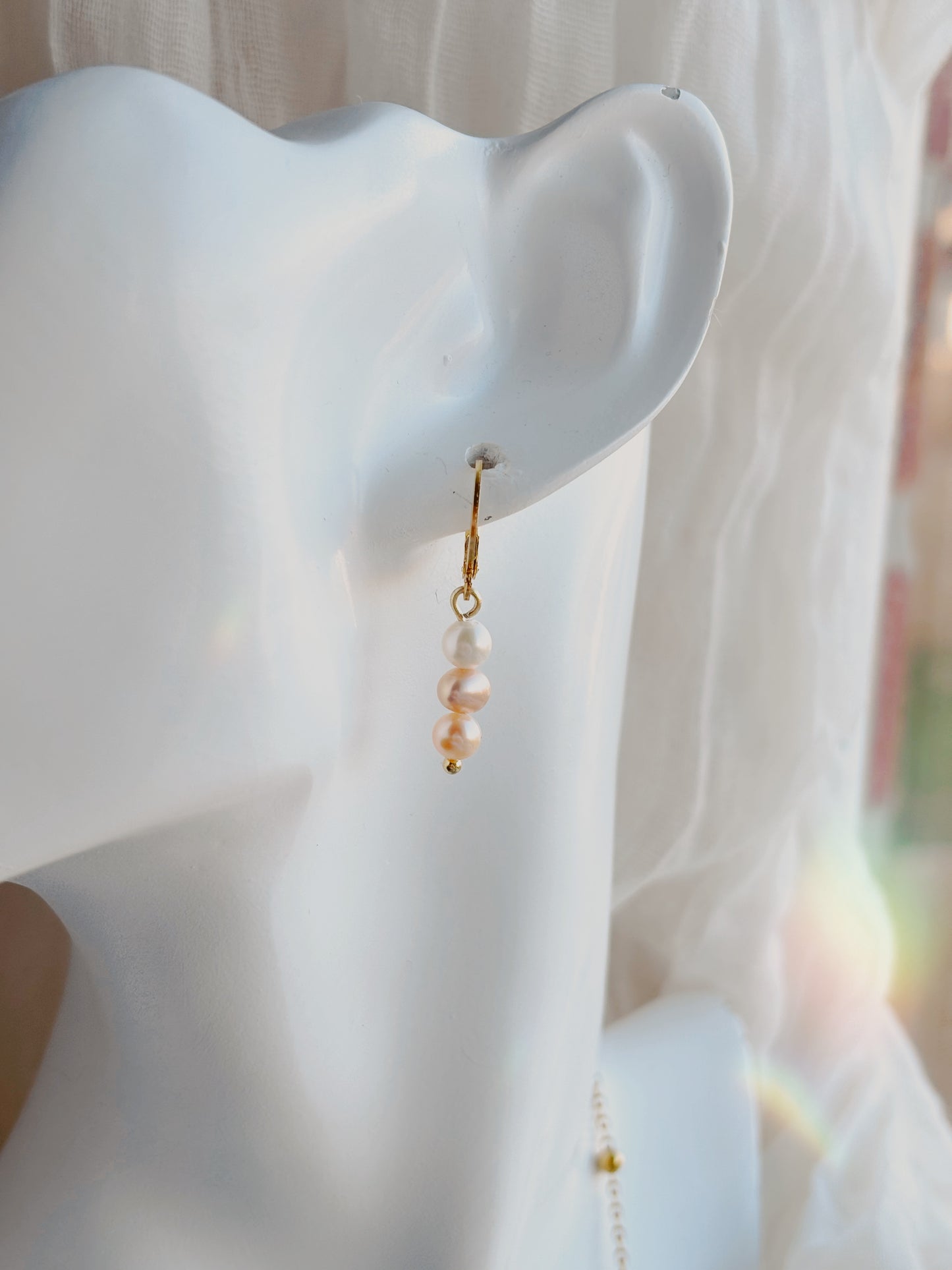 Mixed colour Natural freshwater pearl tarnish free earrings - silver or gold