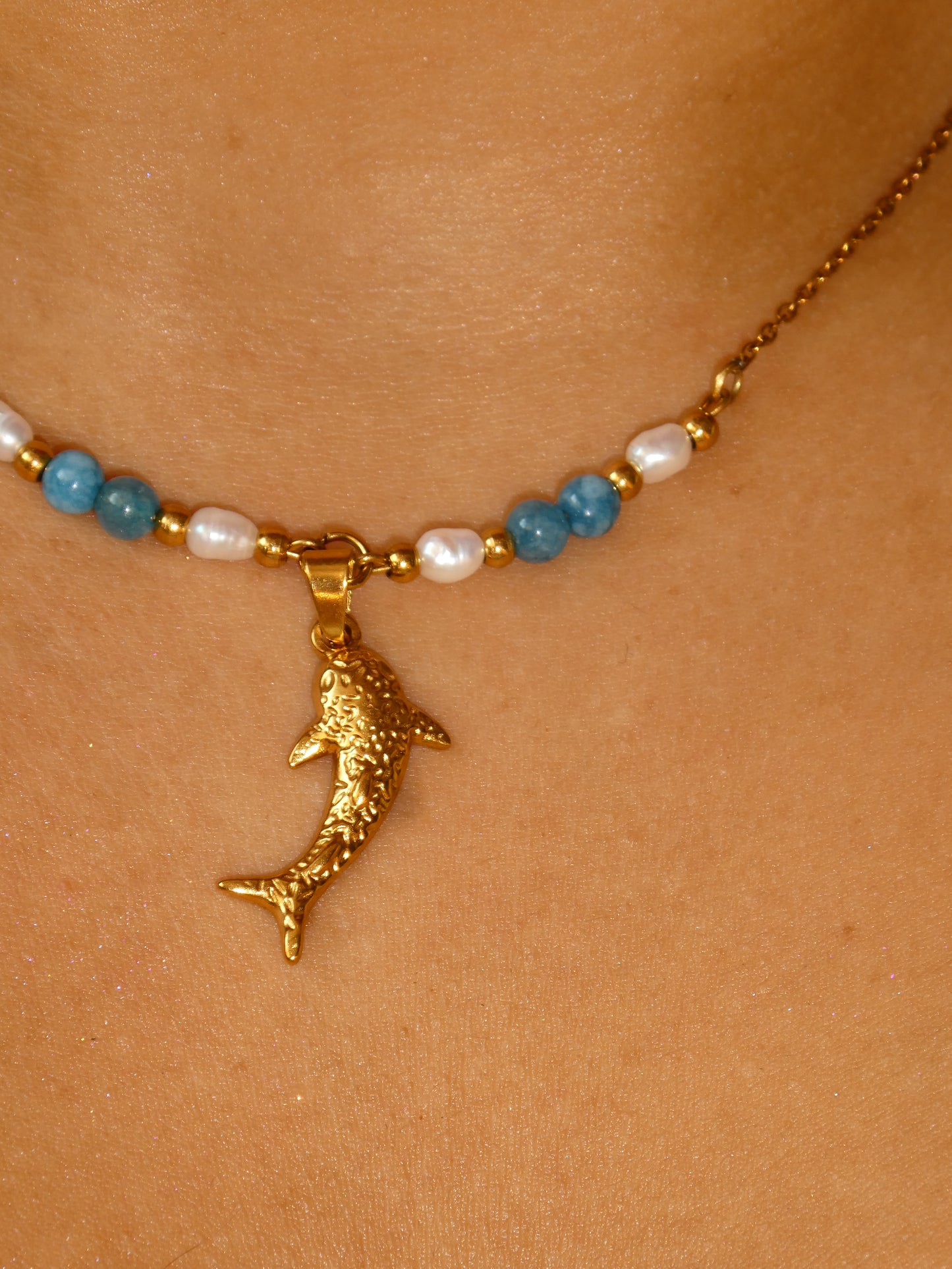 Whale Shark & pearls Necklace | handmade | waterproof | tarnish free | gold & silver