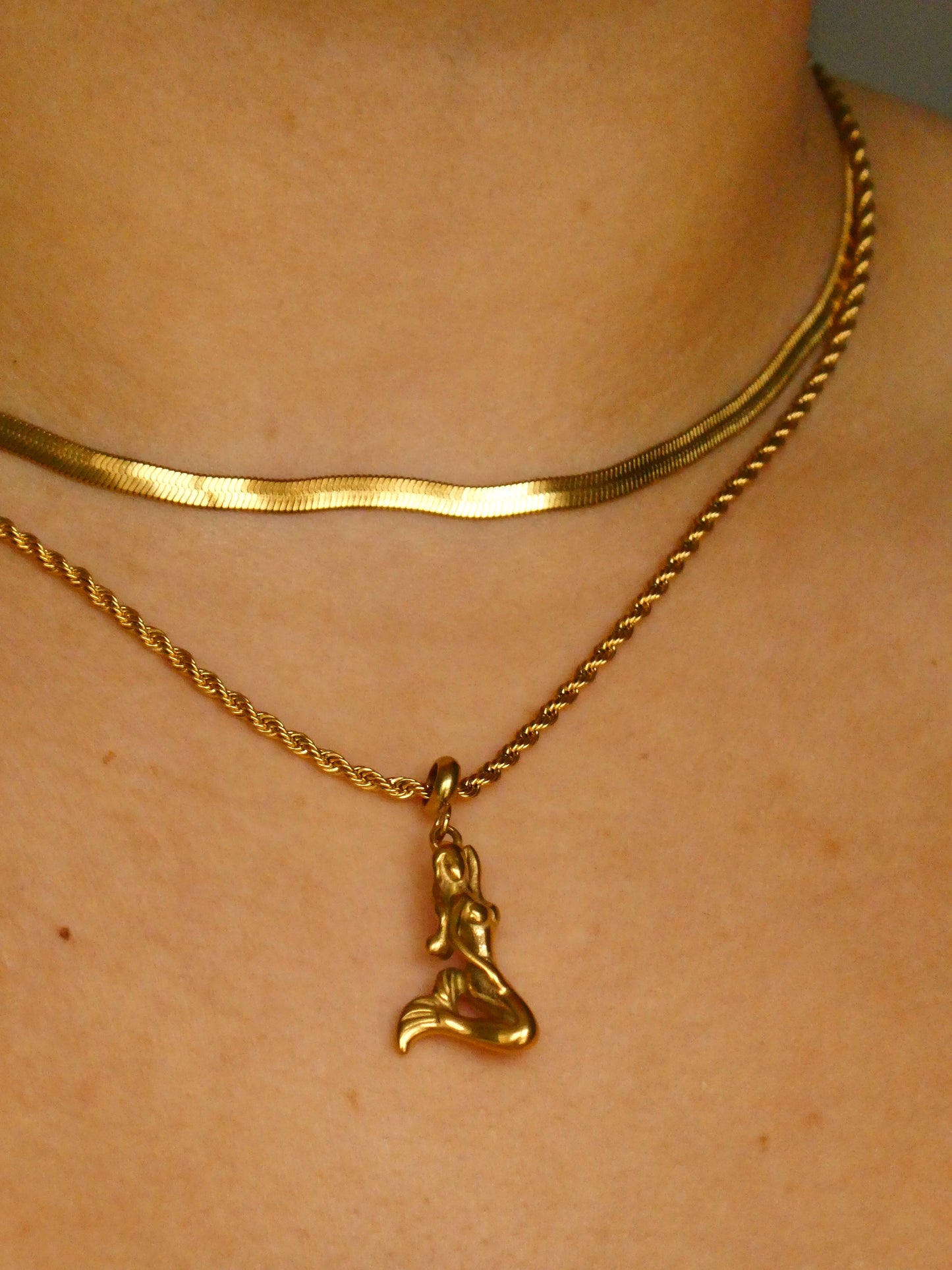 Gold 3D Mermaid necklace with custom chain