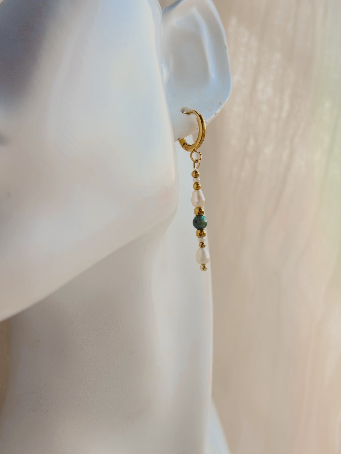 Fresh water pearl & gem stone custom earrings