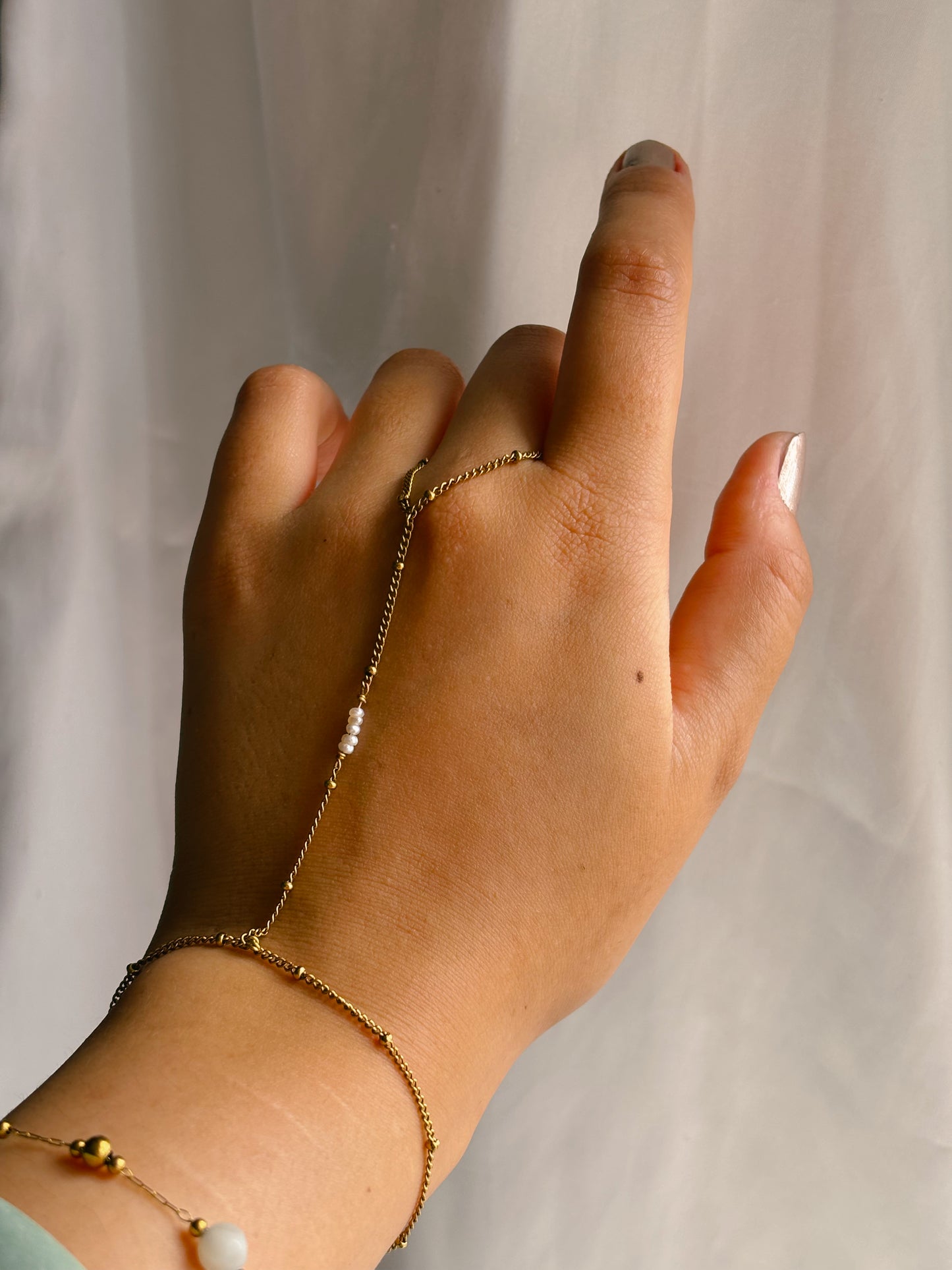 Dainty pearl hand chain | real pearls | waterproof | tarnish free | handmade