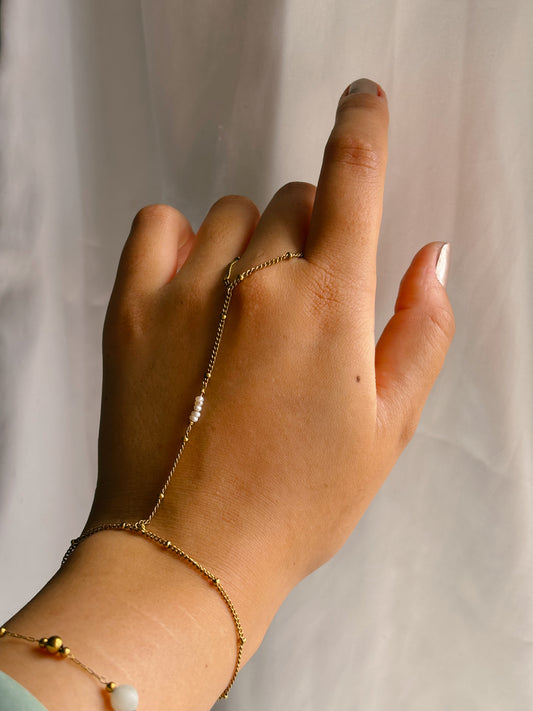 Dainty pearl hand chain | real pearls | waterproof | tarnish free | handmade