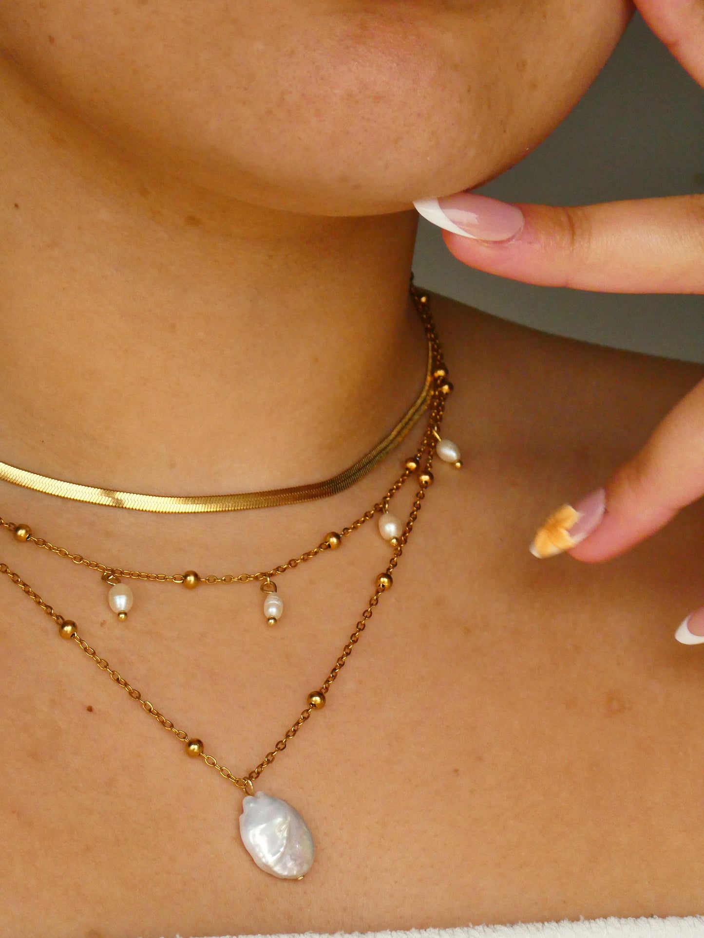 Fresh water pearl necklace set - 3 piece necklace stack