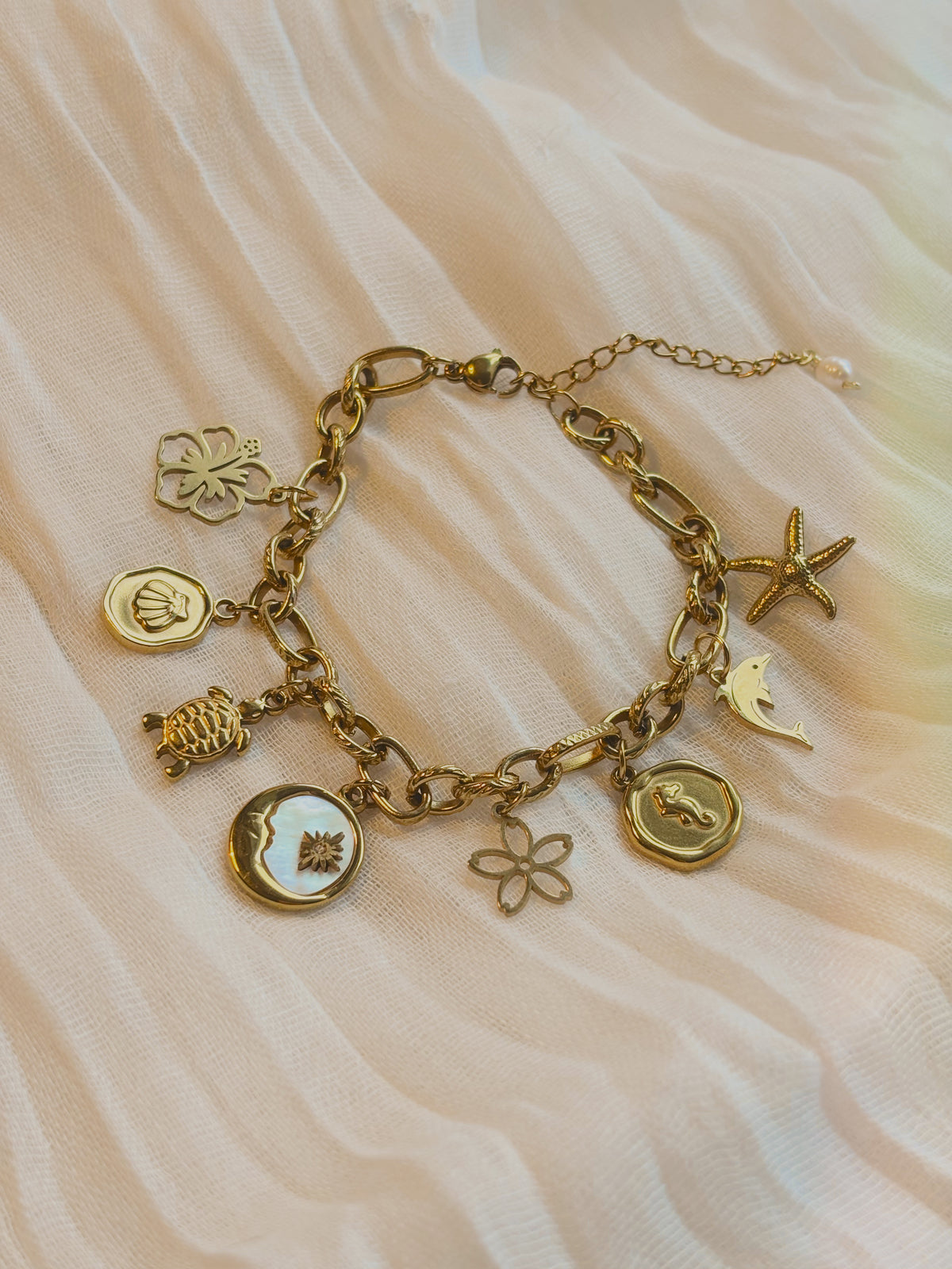 Costal charm bracelet | tarnish free | waterproof | gold & silver