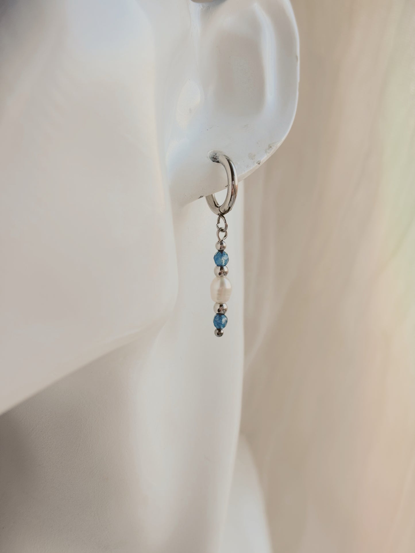 Fresh water pearl custom coloured gem earrings