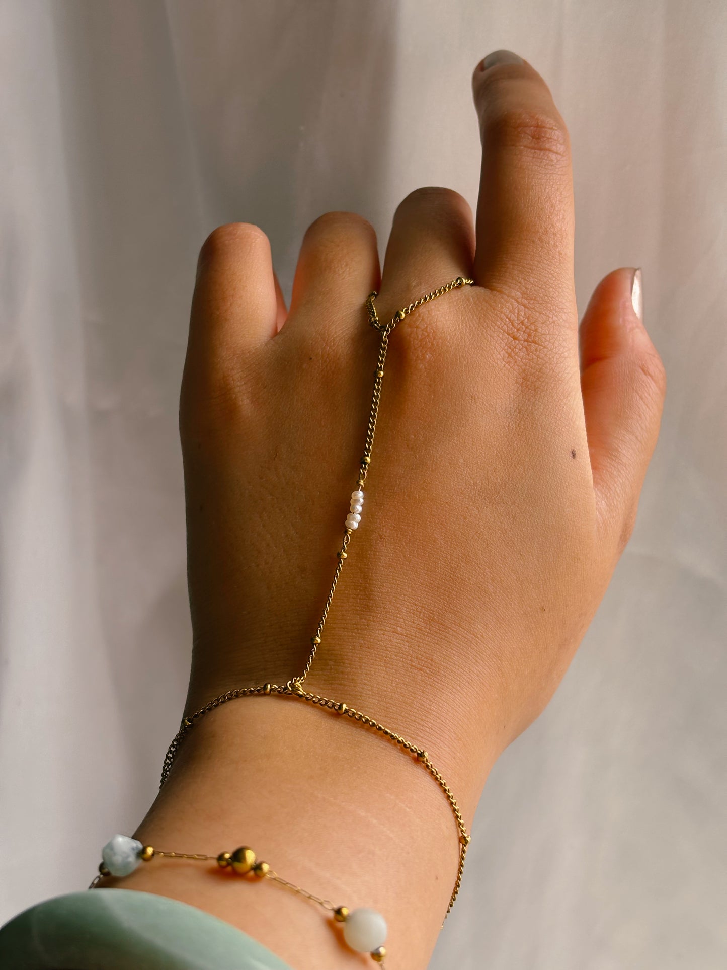 Dainty pearl hand chain | real pearls | waterproof | tarnish free | handmade