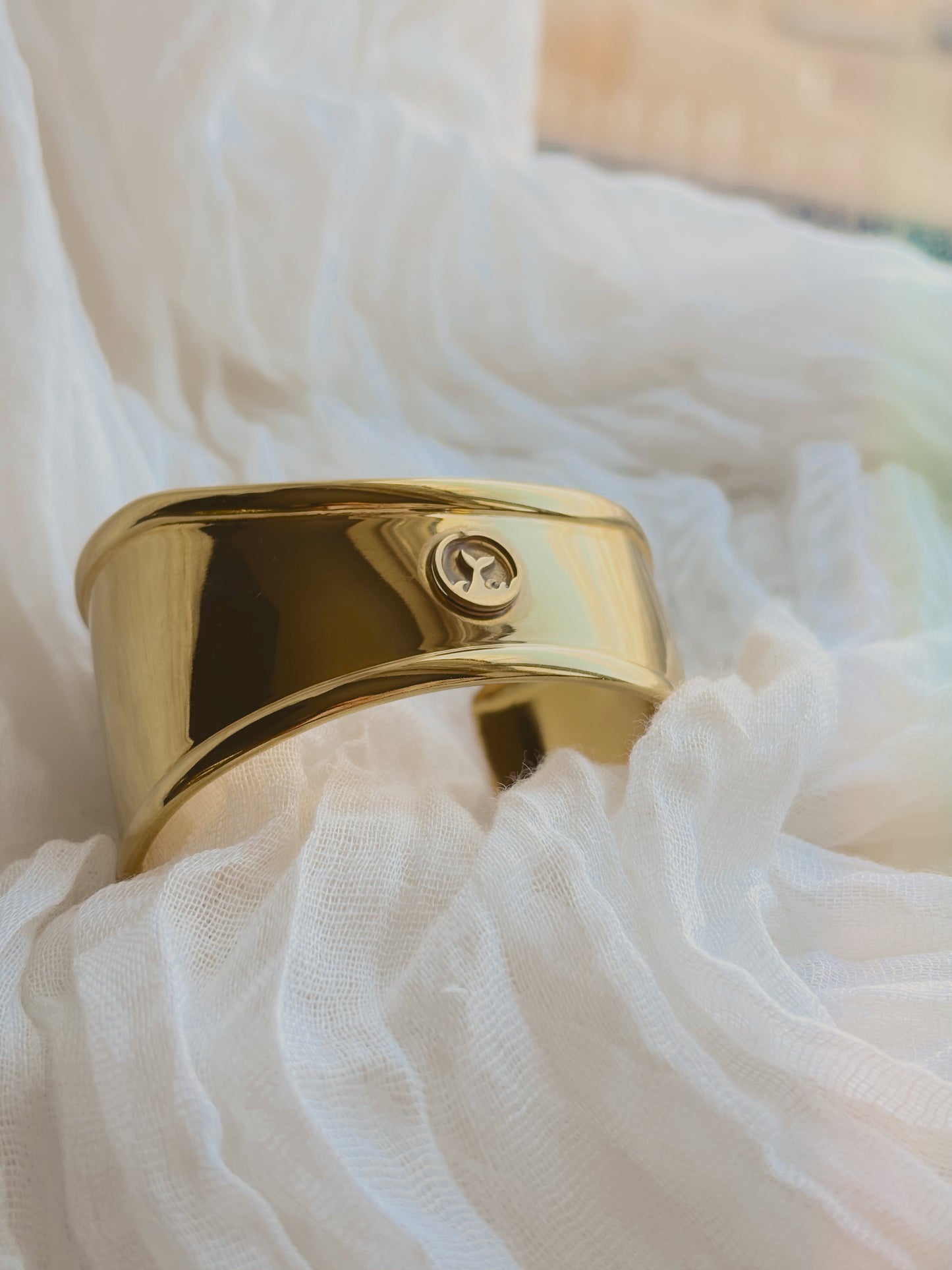 Chunky whale coin bangle - Ajustable - gold or silver