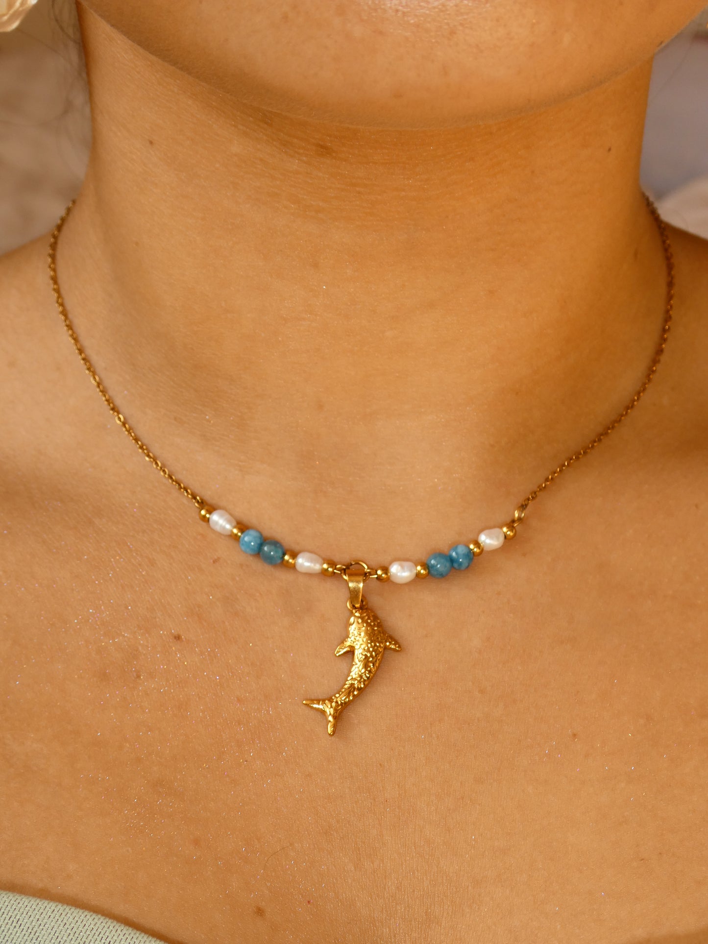 Whale Shark & pearls Necklace | handmade | waterproof | tarnish free | gold & silver