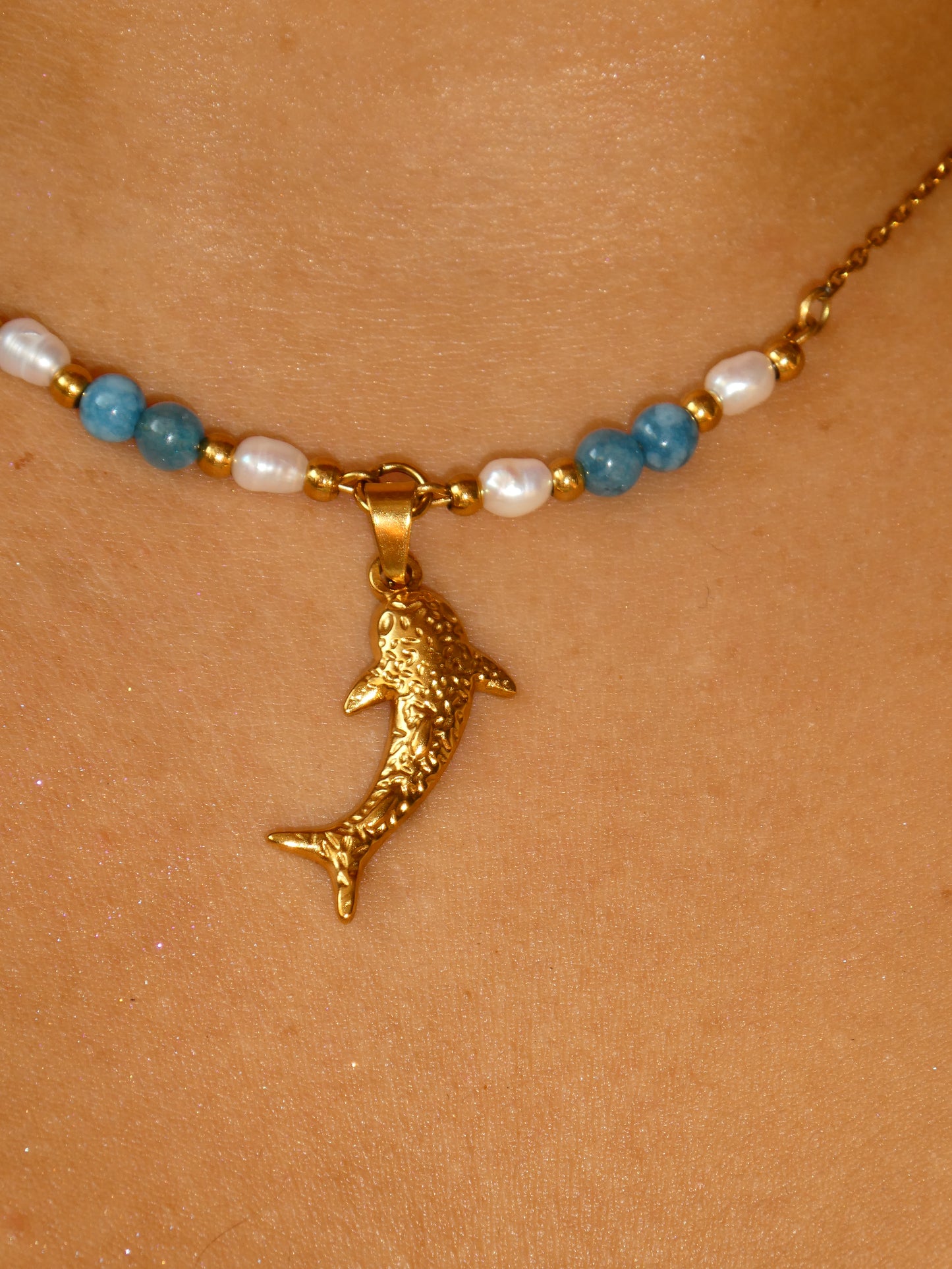Whale Shark & pearls Necklace | handmade | waterproof | tarnish free | gold & silver