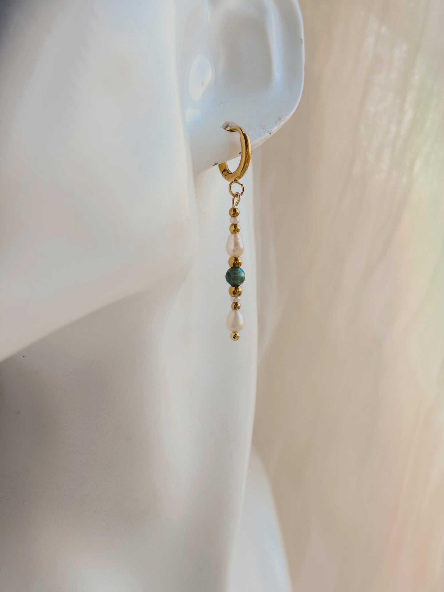 Fresh water pearl & gem stone custom earrings