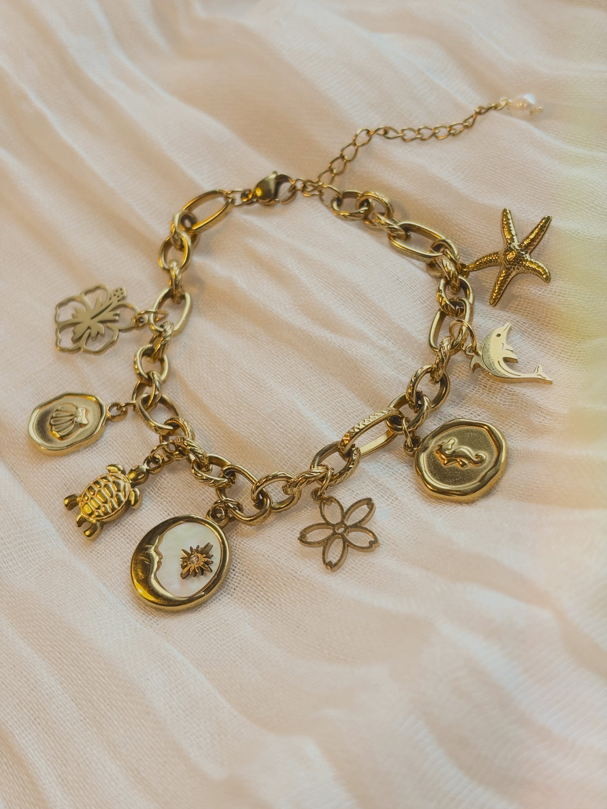 Costal charm bracelet | tarnish free | waterproof | gold & silver