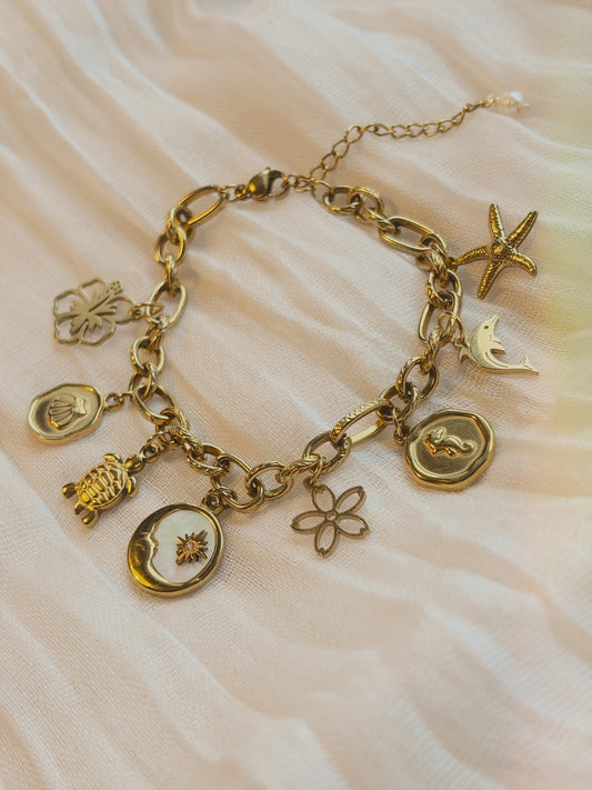 Costal charm bracelet | tarnish free | waterproof | gold & silver