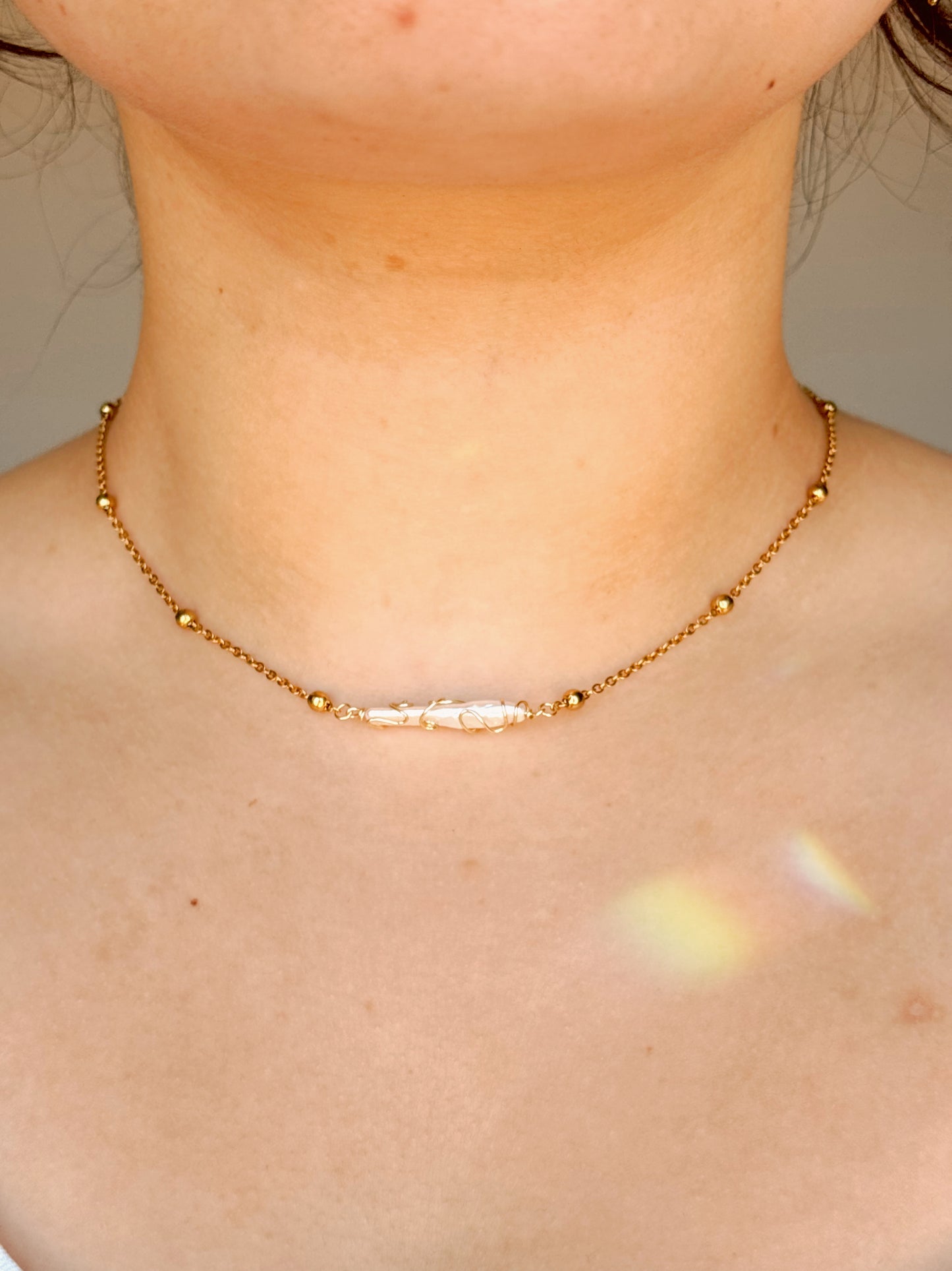 Unique freshwater pearl hand wrapped necklace