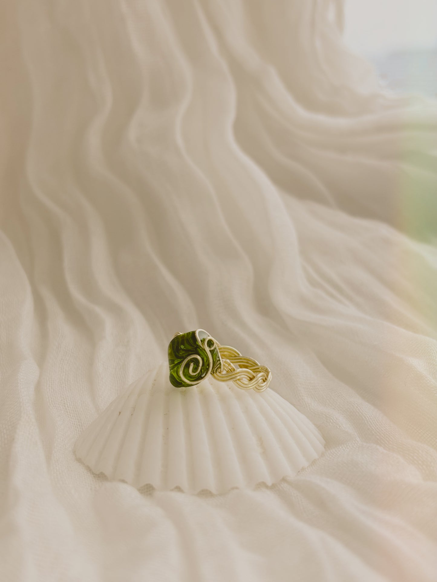 Custom Wrapped Sea Glass Ring