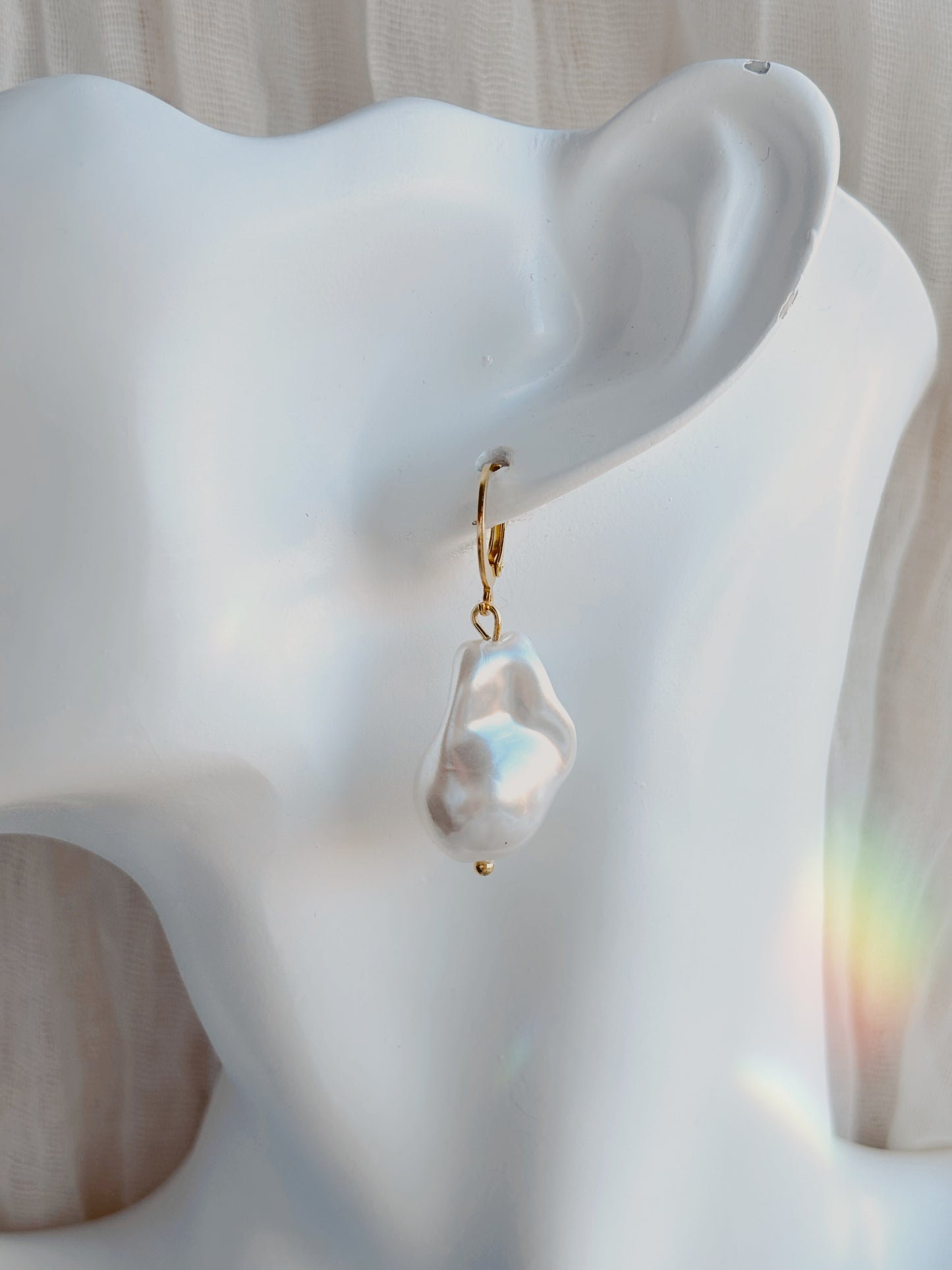 Faux pearl tarnish free earrings - silver or gold