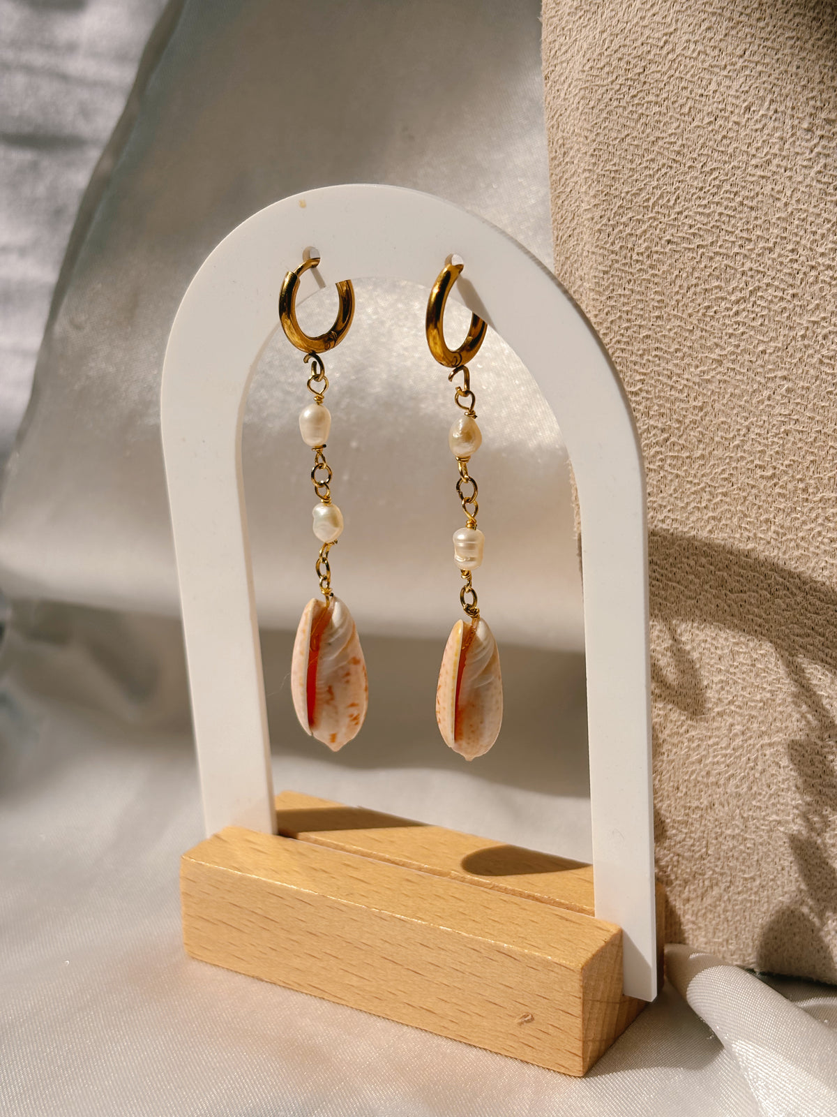 Customisable Seashell & Pearl | earrings & necklace set