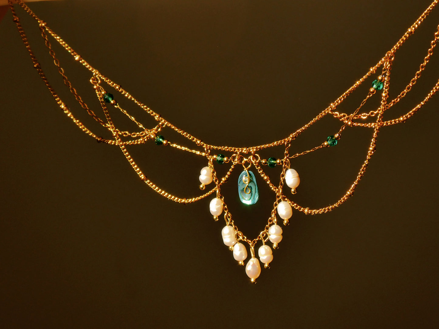 Abalone shell & Pearl bridal necklace