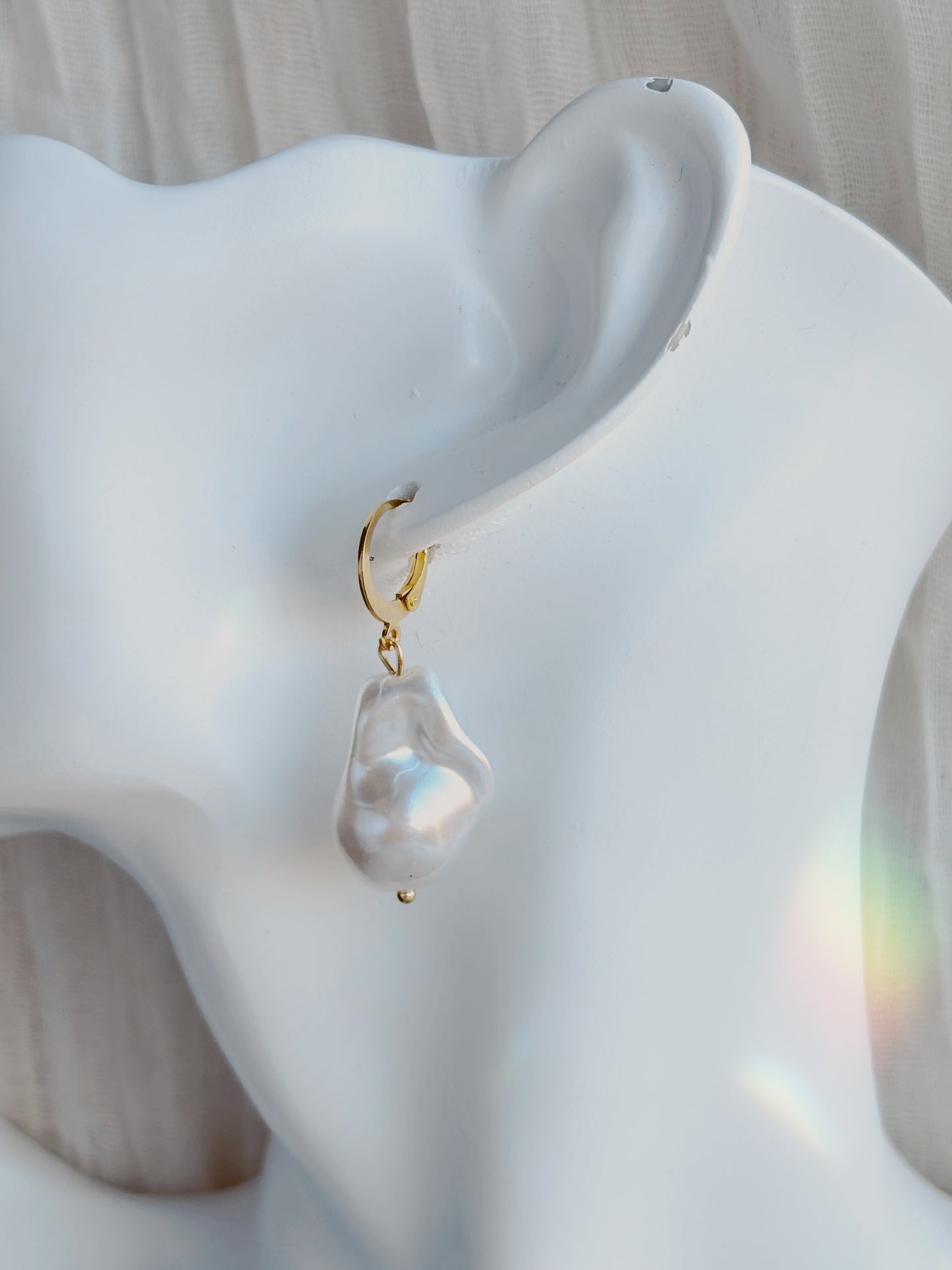 Faux pearl tarnish free earrings - silver or gold